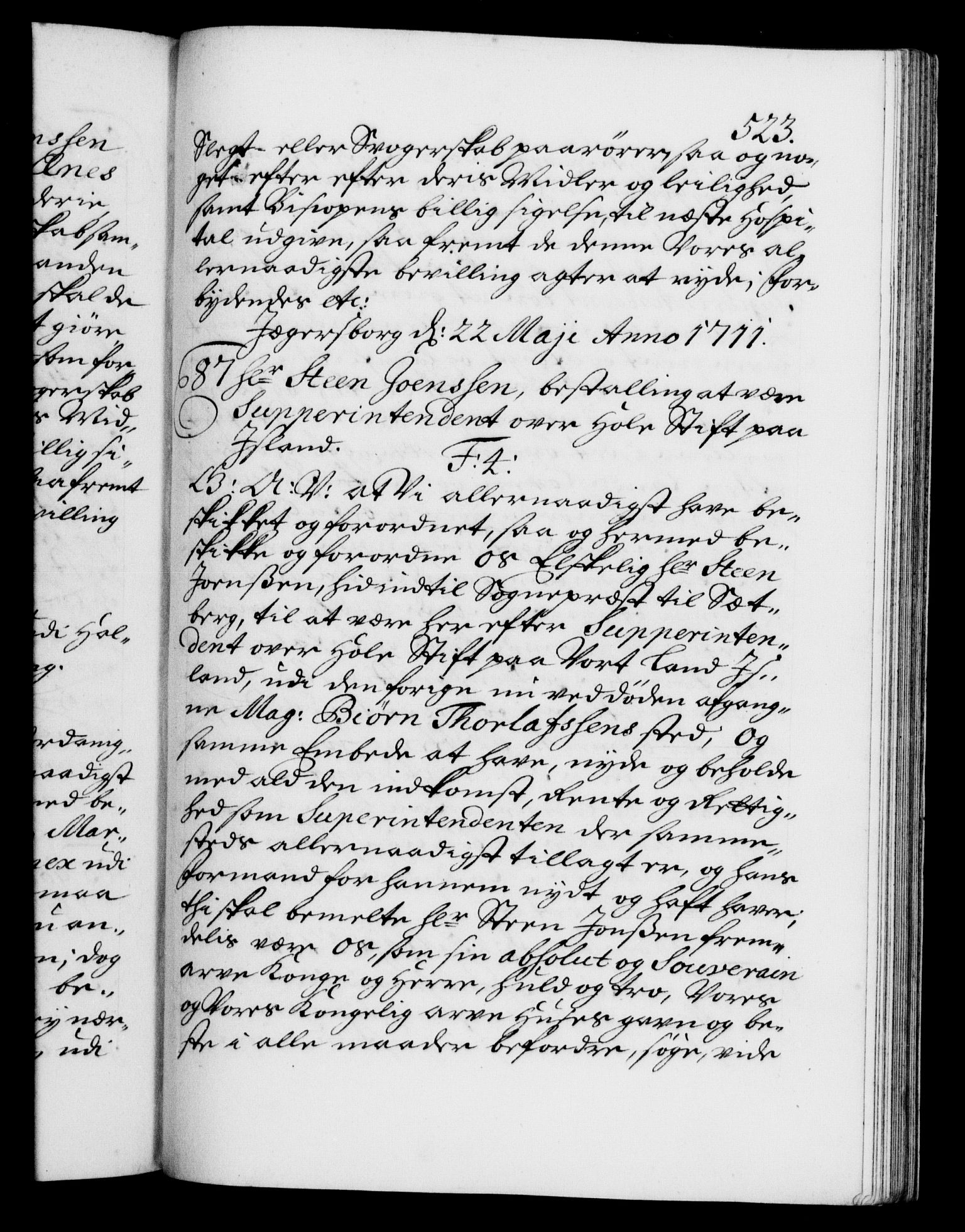 Danske Kanselli 1572-1799, RA/EA-3023/F/Fc/Fca/Fcaa/L0020: Norske registre, 1708-1711, p. 523a