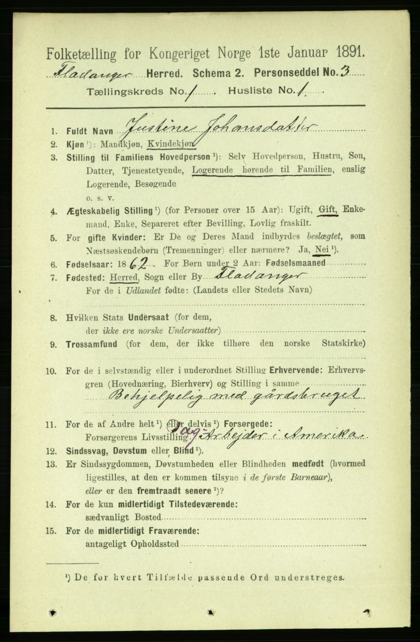 RA, 1891 census for 1749 Flatanger, 1891, p. 105