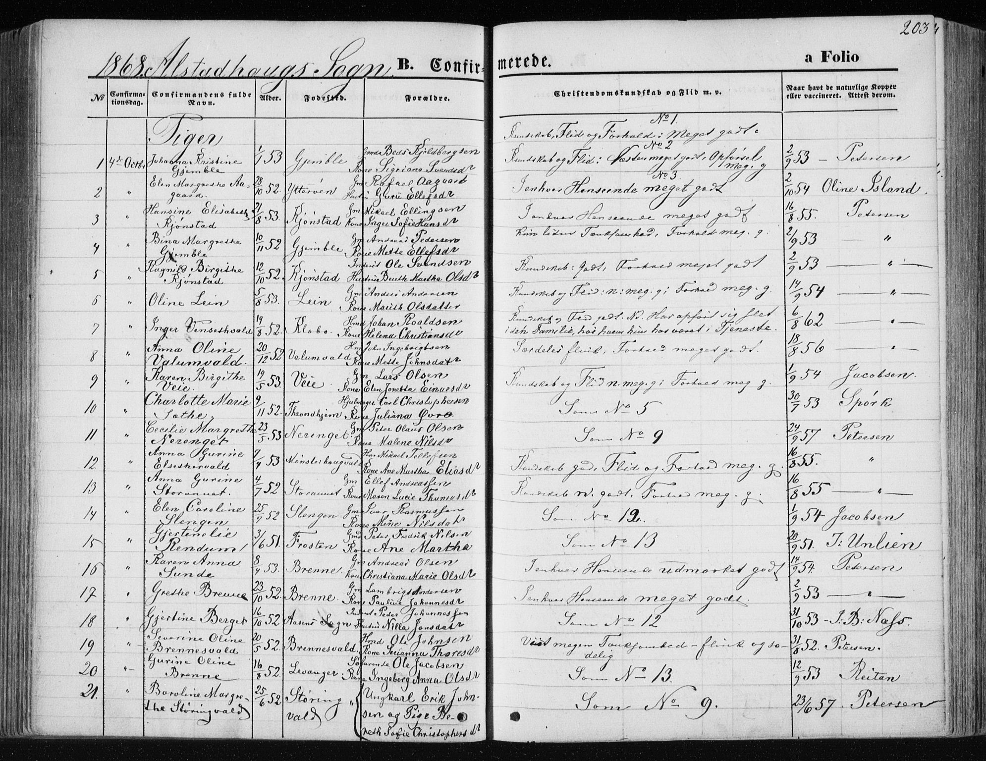 Ministerialprotokoller, klokkerbøker og fødselsregistre - Nord-Trøndelag, SAT/A-1458/717/L0157: Parish register (official) no. 717A08 /1, 1863-1877, p. 203