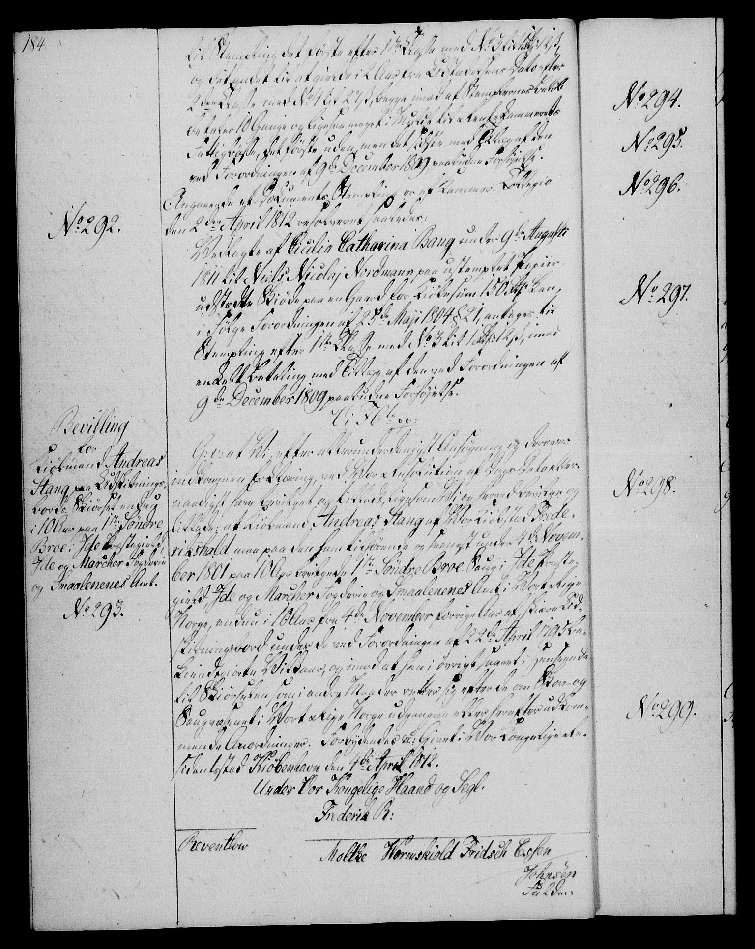 Rentekammeret, Kammerkanselliet, RA/EA-3111/G/Gg/Gga/L0020: Norsk ekspedisjonsprotokoll med register (merket RK 53.20), 1811-1814, p. 184
