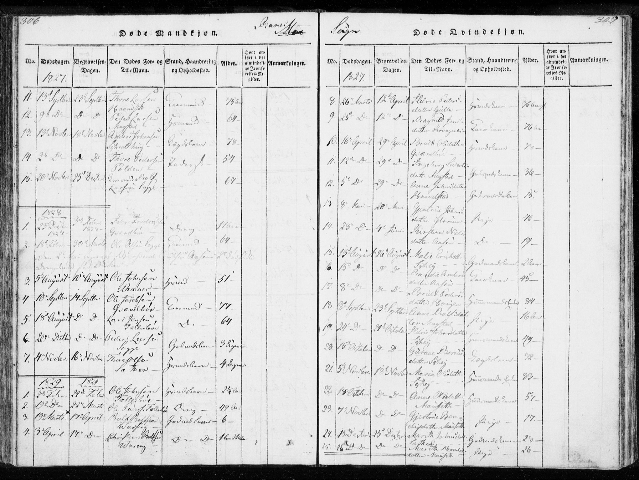 Ministerialprotokoller, klokkerbøker og fødselsregistre - Møre og Romsdal, AV/SAT-A-1454/595/L1041: Parish register (official) no. 595A03, 1819-1829, p. 306-307