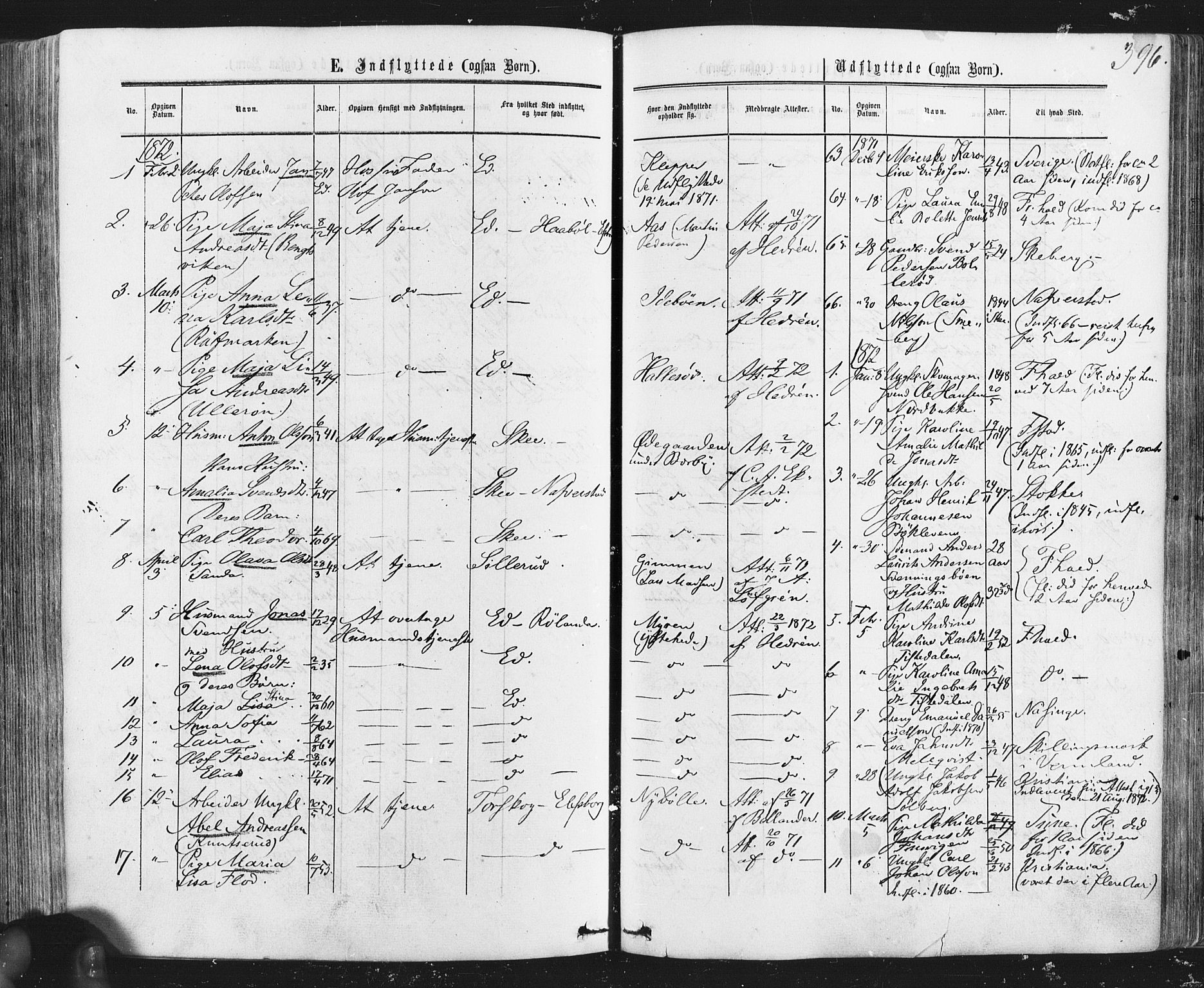 Idd prestekontor Kirkebøker, SAO/A-10911/F/Fc/L0005: Parish register (official) no. III 5, 1861-1877, p. 396