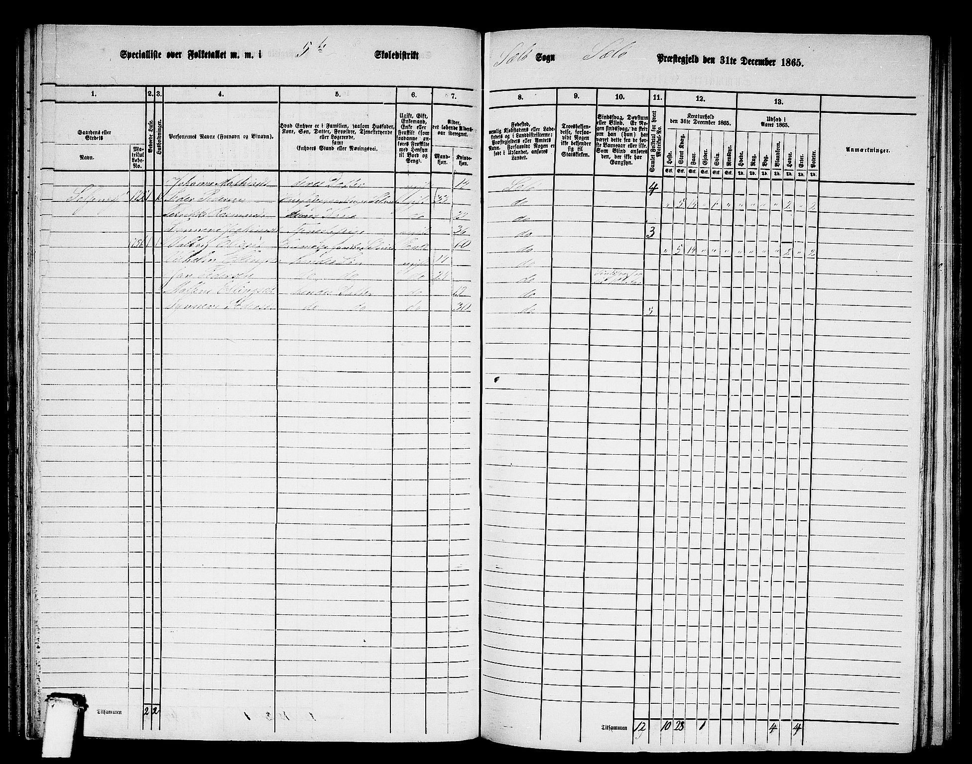 RA, 1865 census for Selje, 1865, p. 94