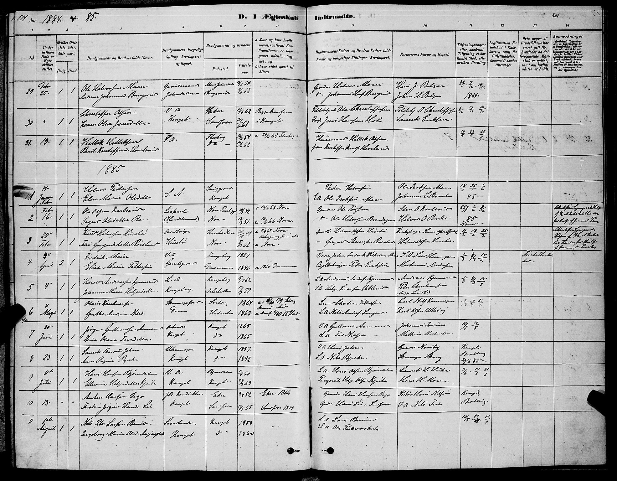 Kongsberg kirkebøker, SAKO/A-22/G/Ga/L0005: Parish register (copy) no. 5, 1878-1889, p. 174