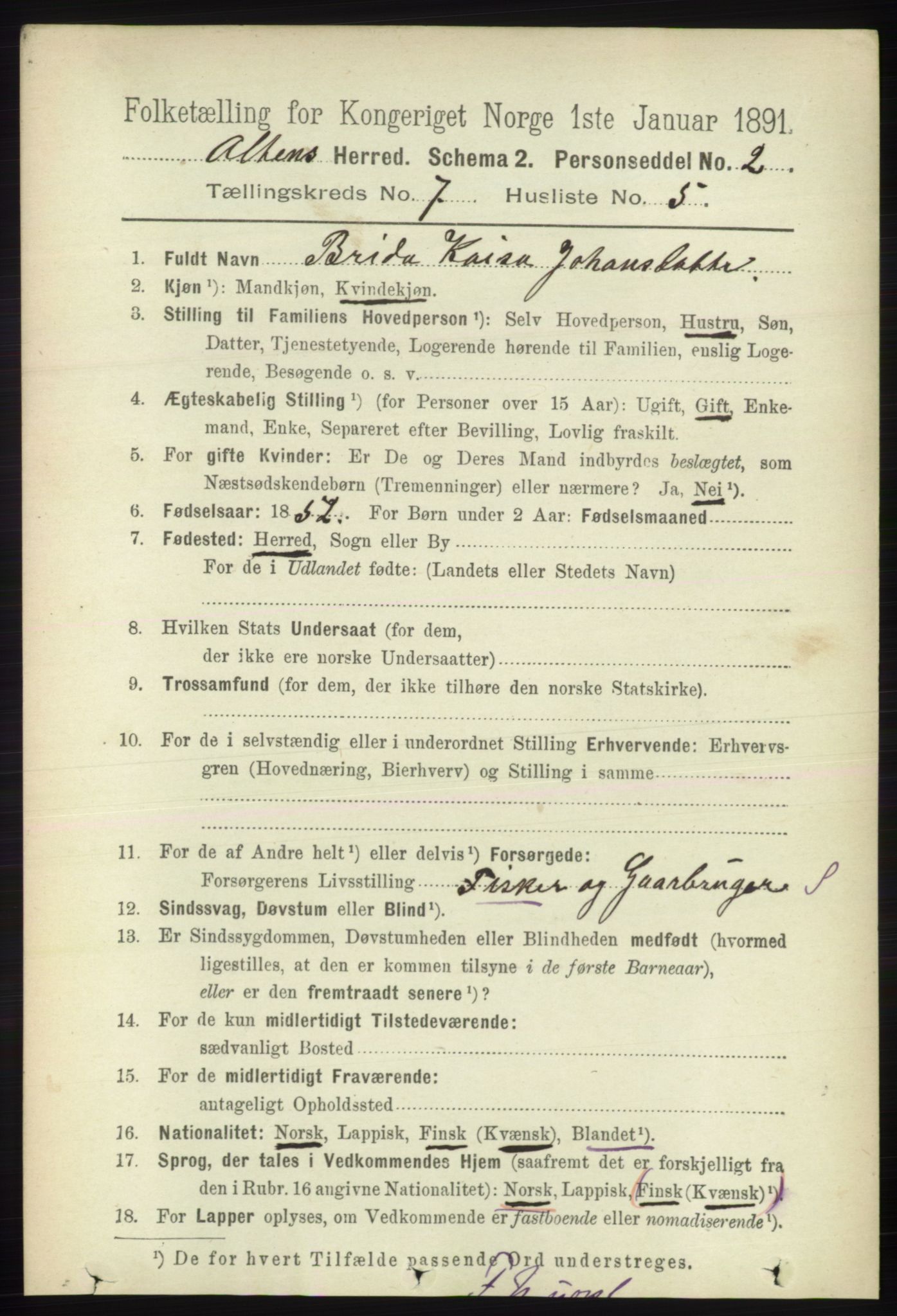 RA, 1891 census for 2012 Alta, 1891, p. 2129