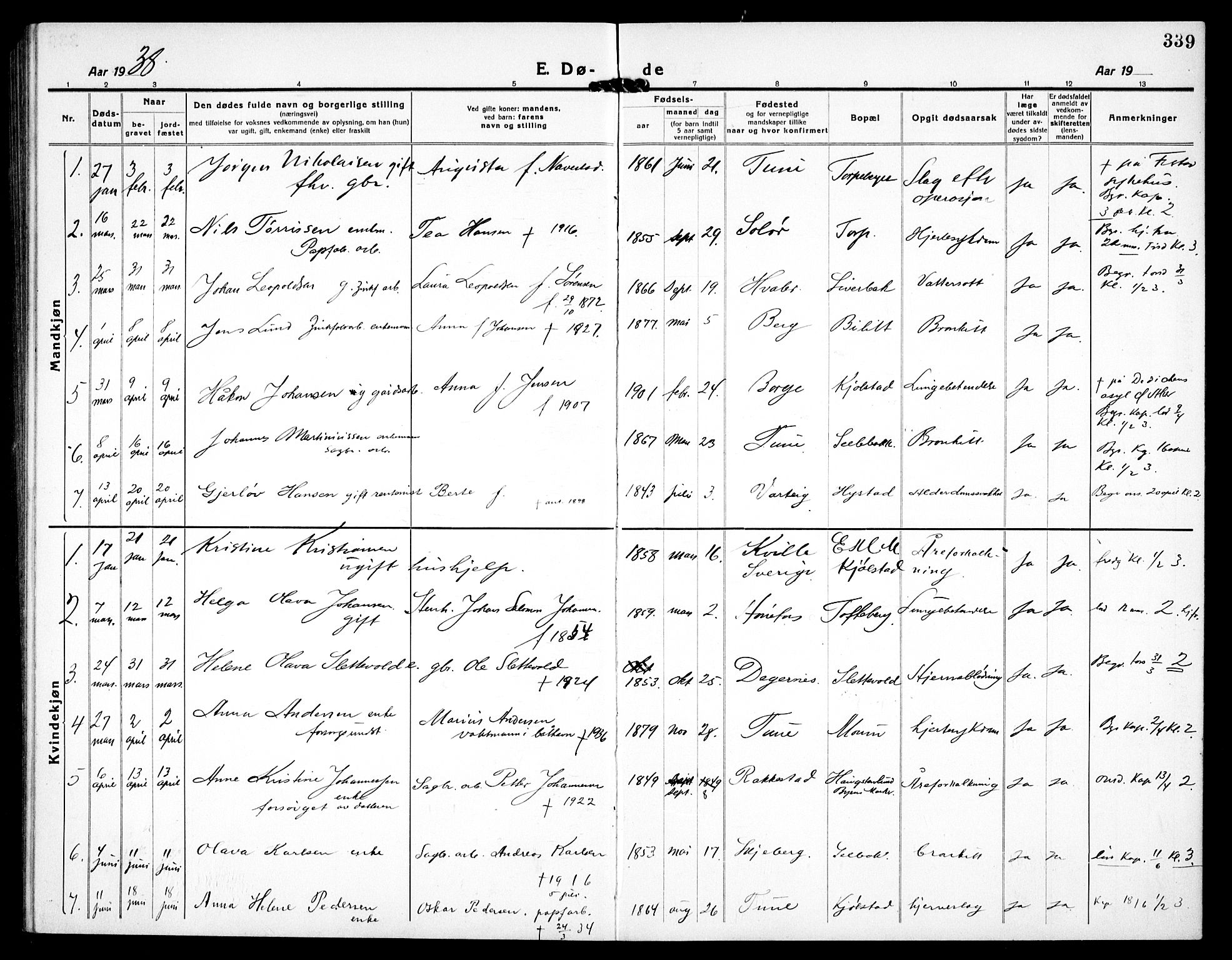 Borge prestekontor Kirkebøker, SAO/A-10903/G/Ga/L0003: Parish register (copy) no. I 3, 1918-1939, p. 339