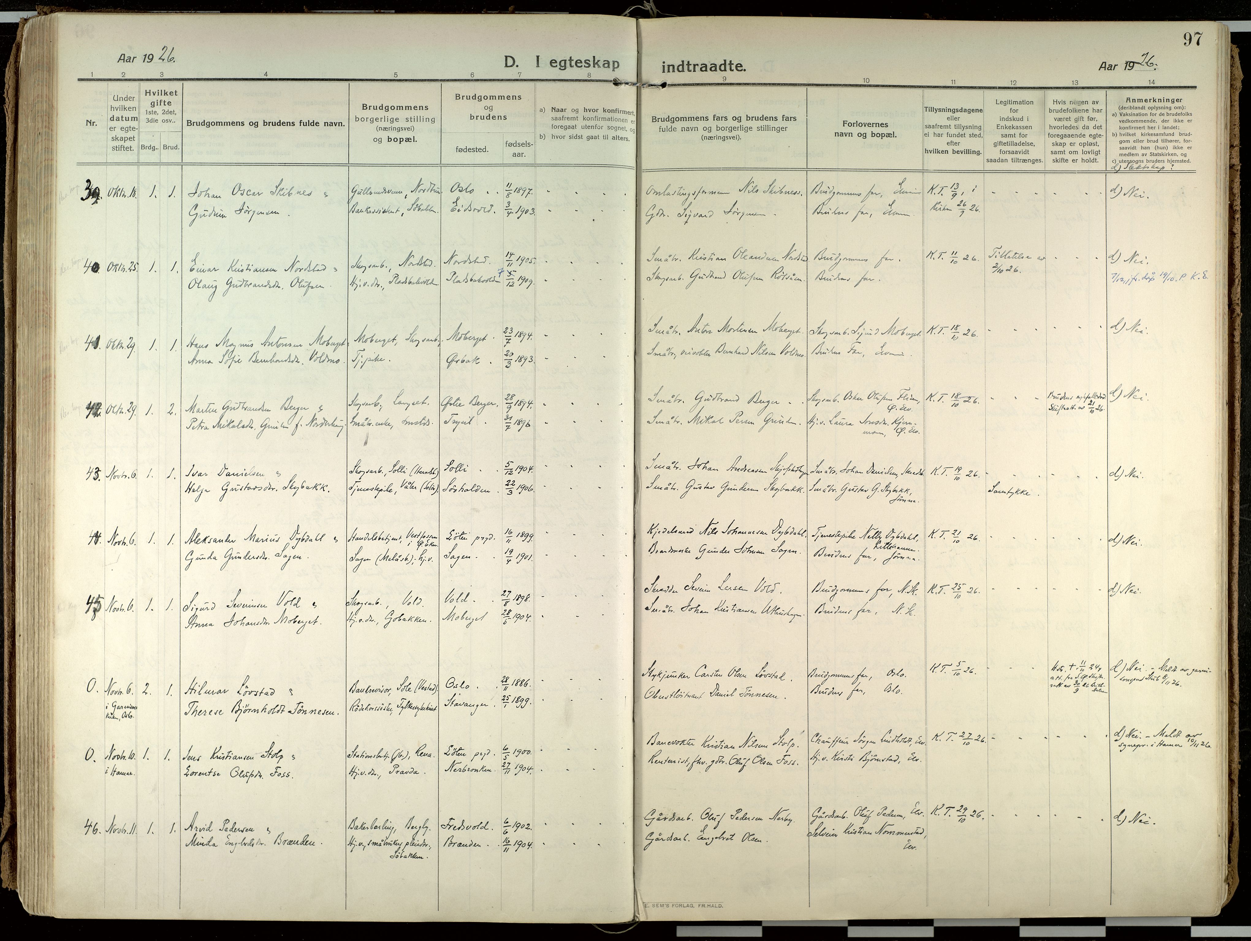 Elverum prestekontor, AV/SAH-PREST-044/H/Ha/Haa/L0021: Parish register (official) no. 21, 1913-1928, p. 97