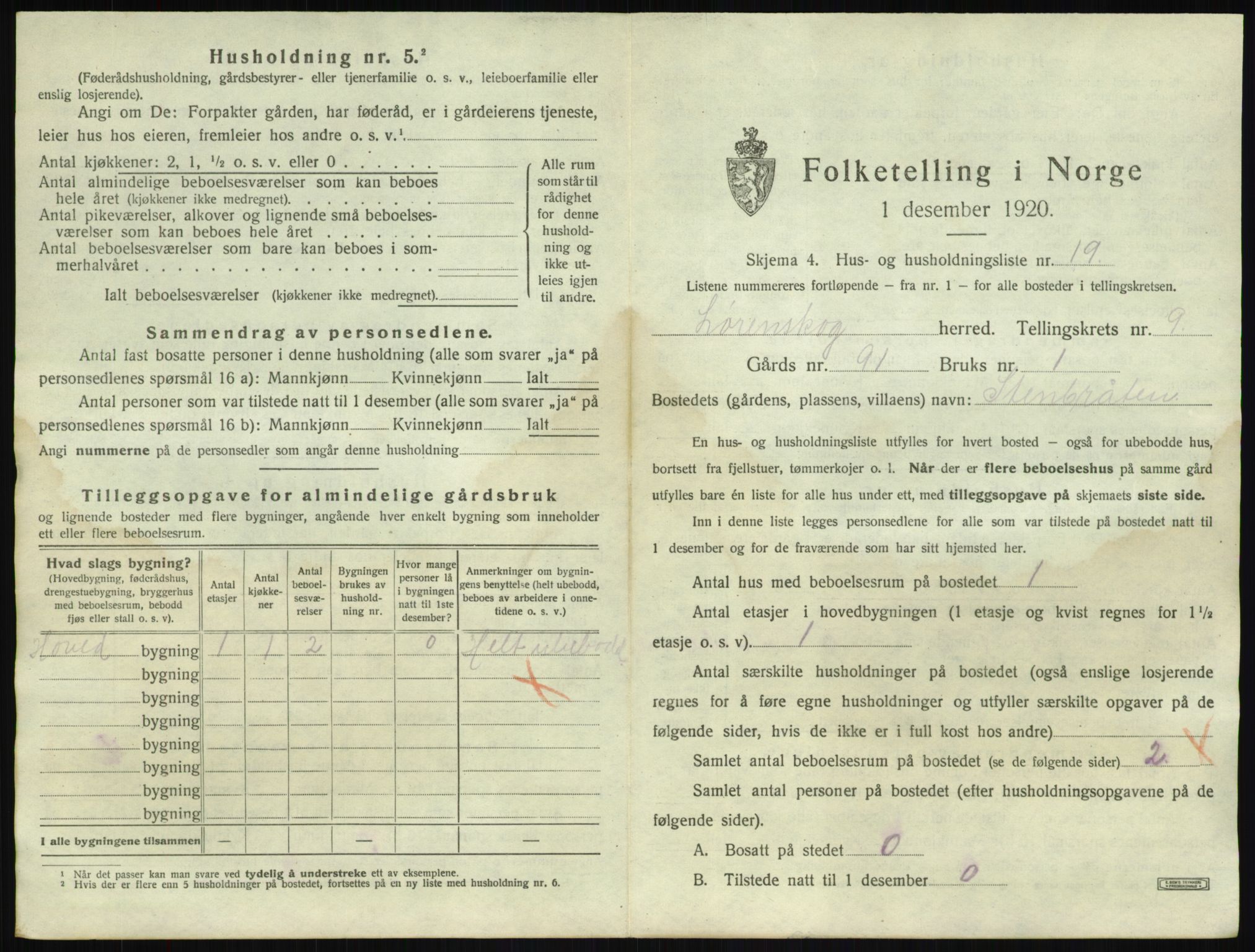 SAO, 1920 census for Lørenskog, 1920, p. 1072