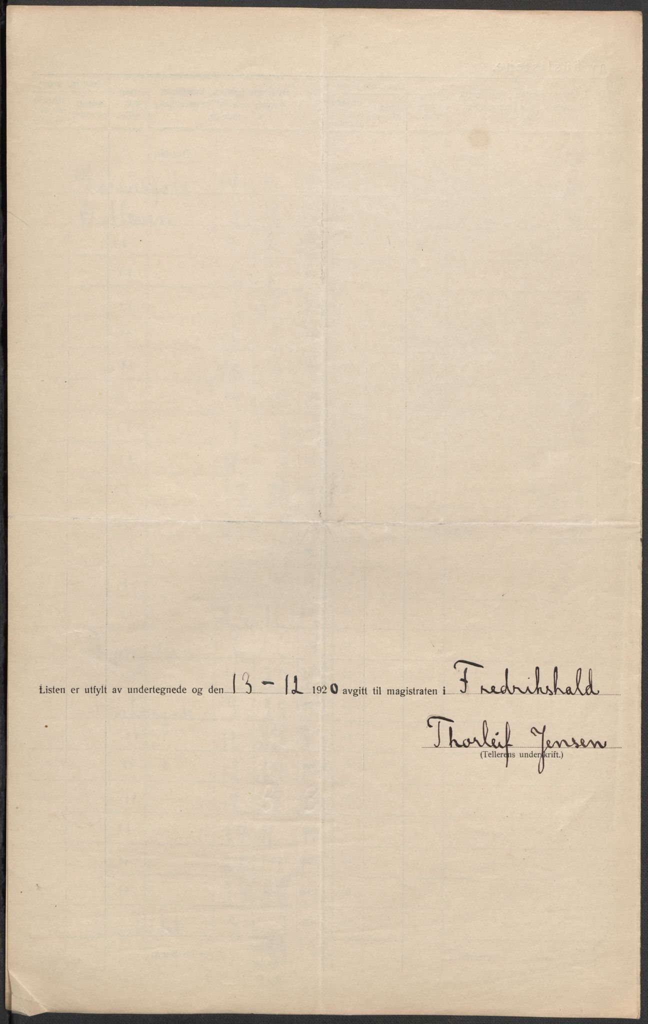 SAO, 1920 census for Fredrikshald, 1920, p. 56