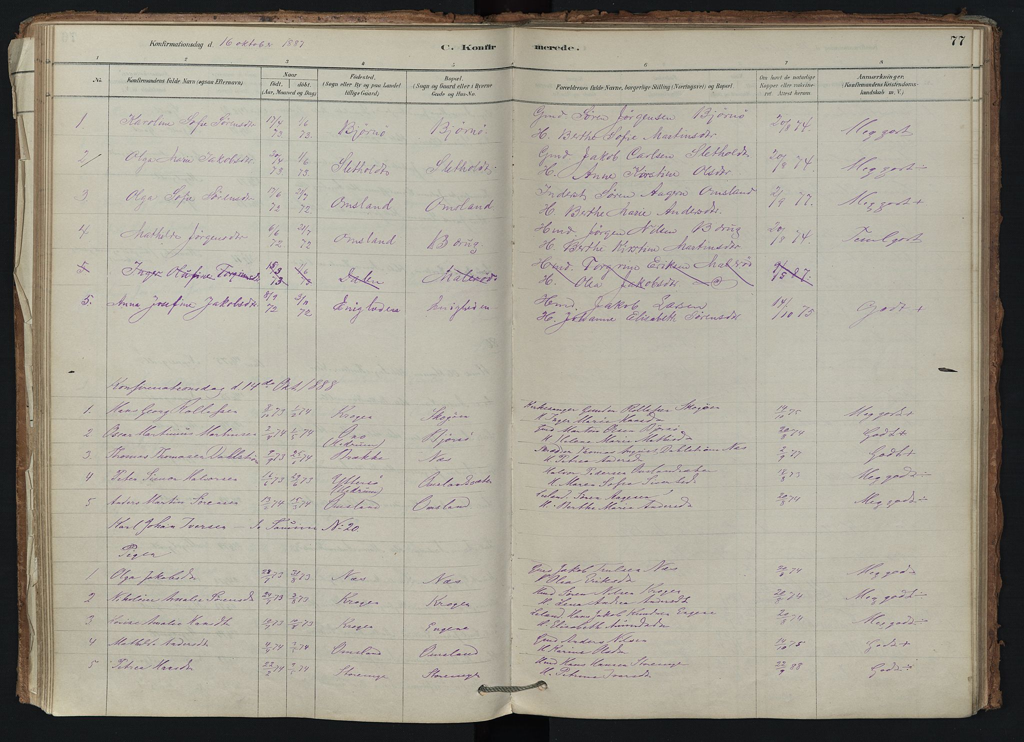 Brunlanes kirkebøker, AV/SAKO-A-342/F/Fd/L0001: Parish register (official) no. IV 1, 1878-1917, p. 77