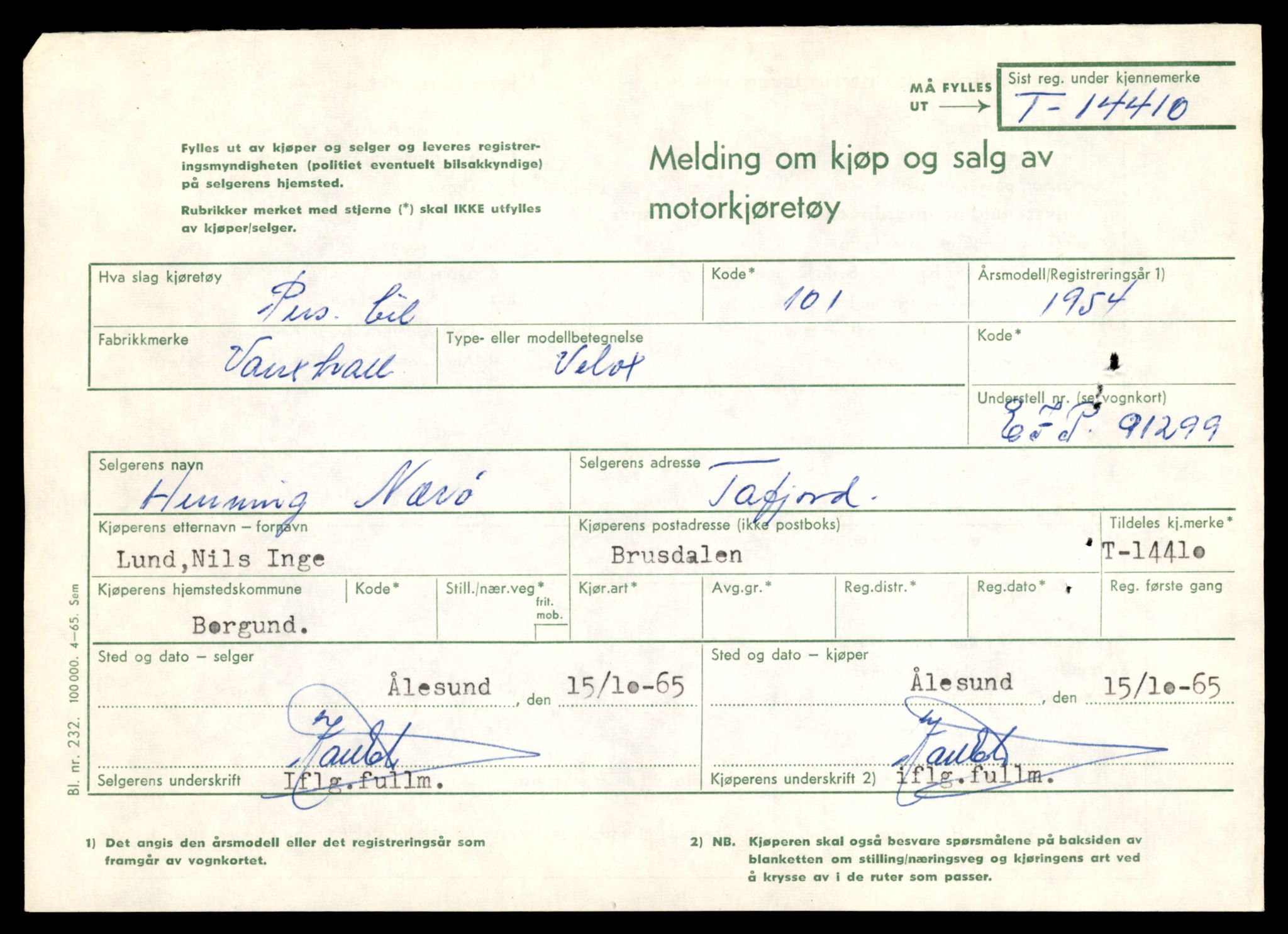 Møre og Romsdal vegkontor - Ålesund trafikkstasjon, AV/SAT-A-4099/F/Fe/L0045: Registreringskort for kjøretøy T 14320 - T 14444, 1927-1998, p. 2273