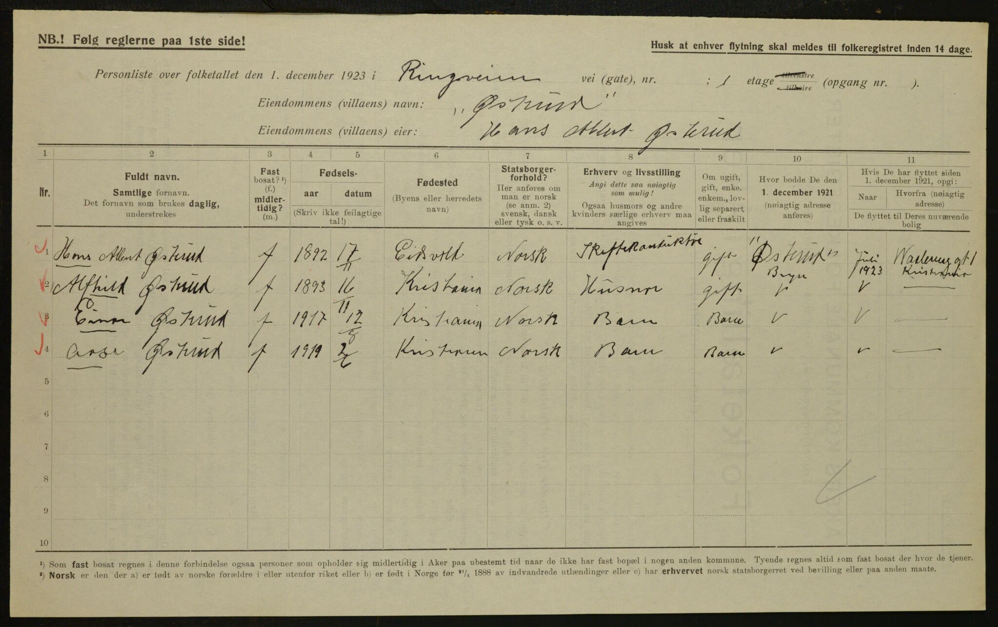 , Municipal Census 1923 for Aker, 1923, p. 29678