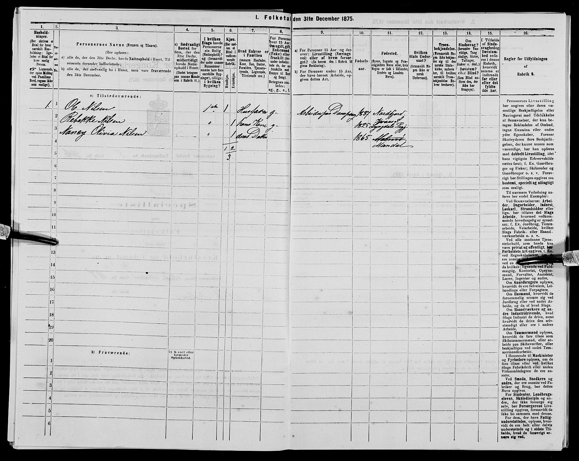 SAK, 1875 census for 1002B Mandal/Mandal, 1875, p. 874