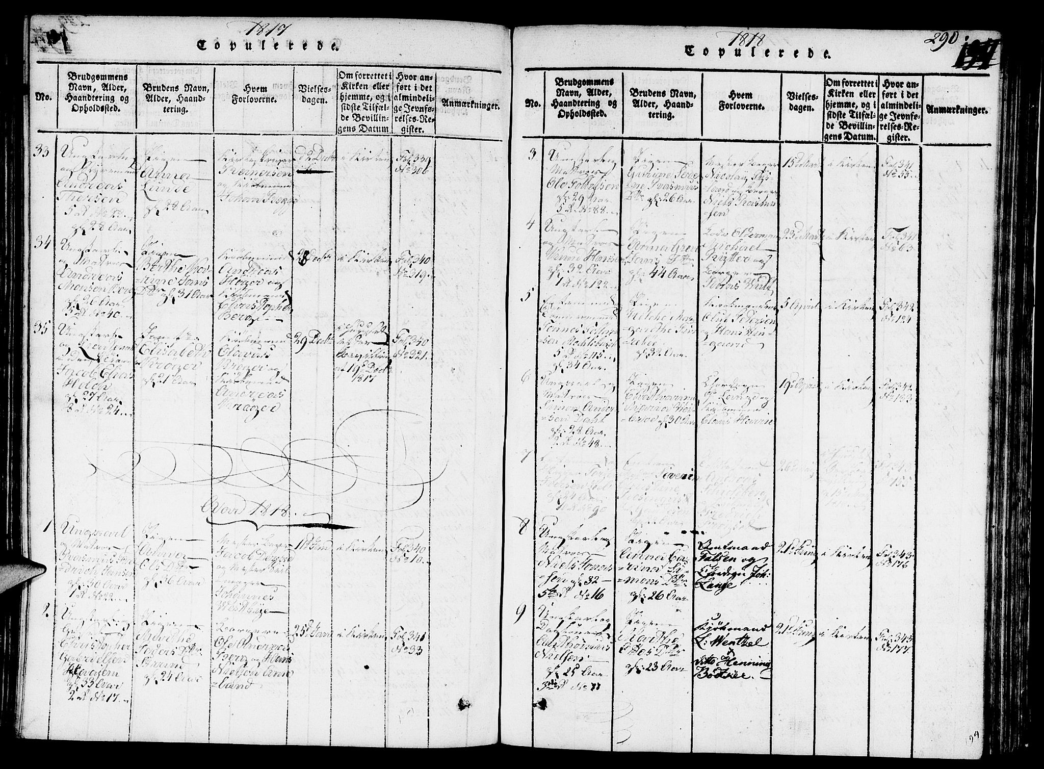 Nykirken Sokneprestembete, SAB/A-77101/H/Hab/L0003: Parish register (copy) no. A 4, 1816-1821, p. 290