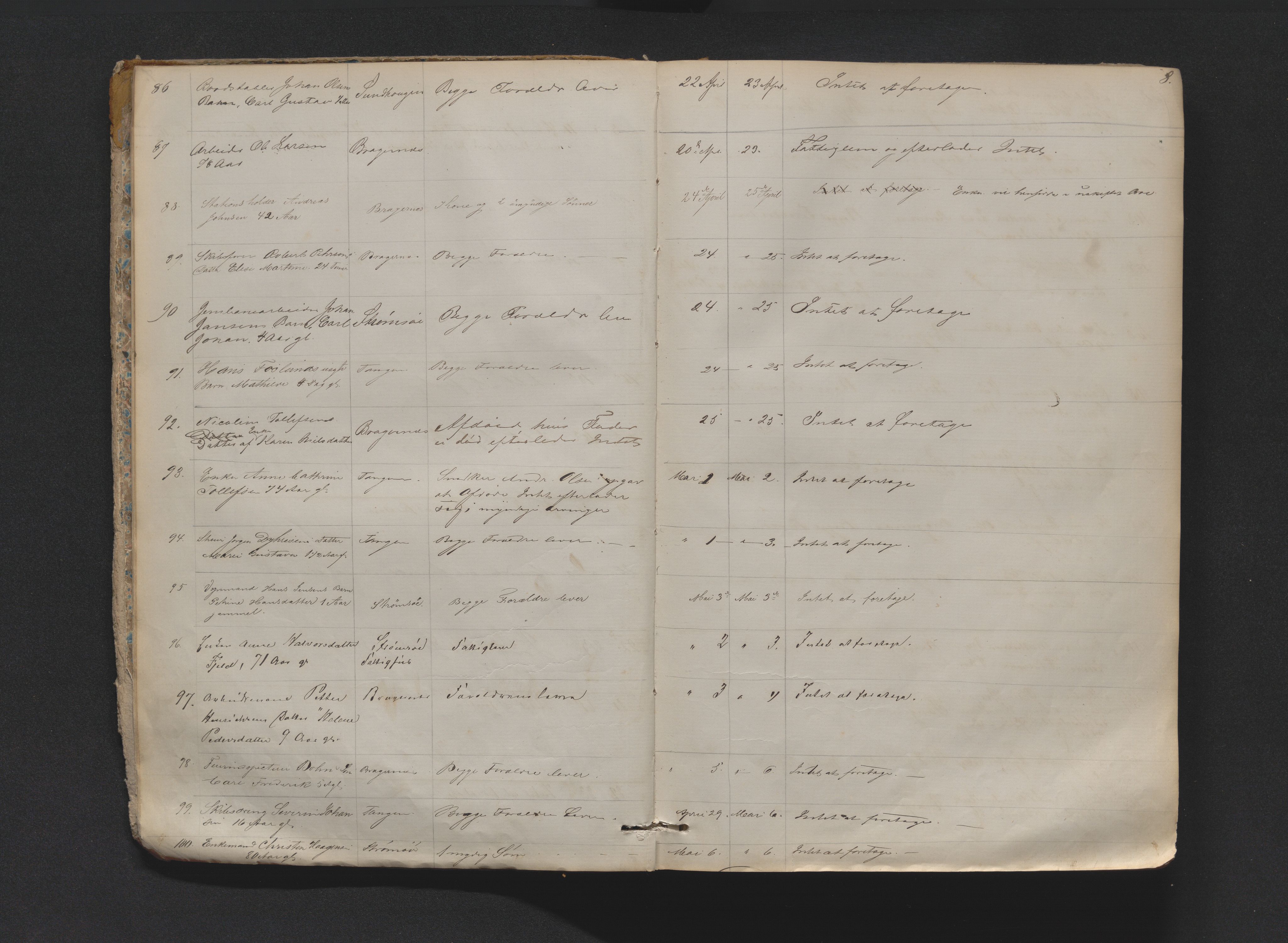 Drammen byfogd, AV/SAKO-A-222/H/Ha/Haa/L0004: Dødsjournal., 1864-1872, p. 8