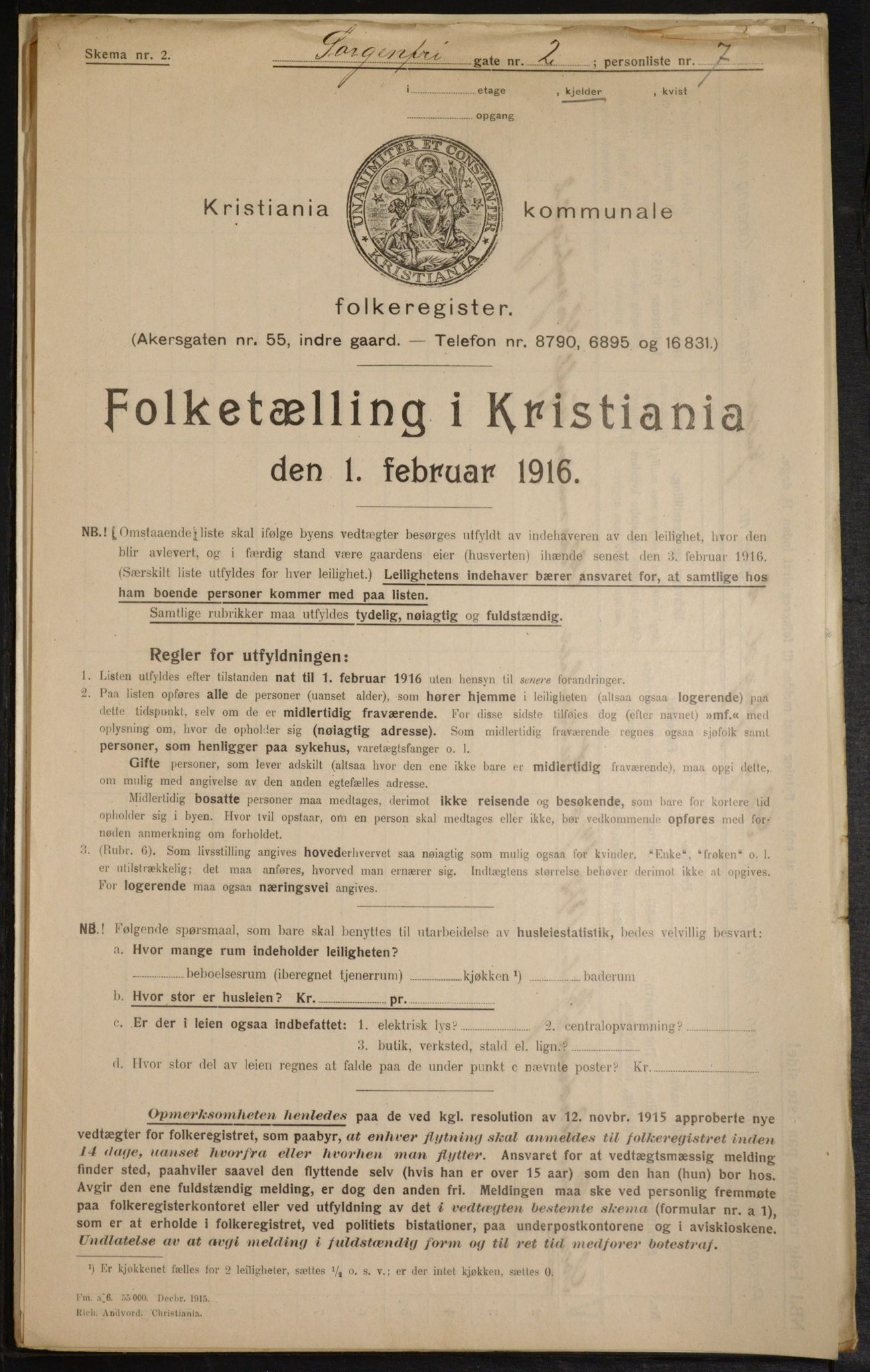 OBA, Municipal Census 1916 for Kristiania, 1916, p. 102279