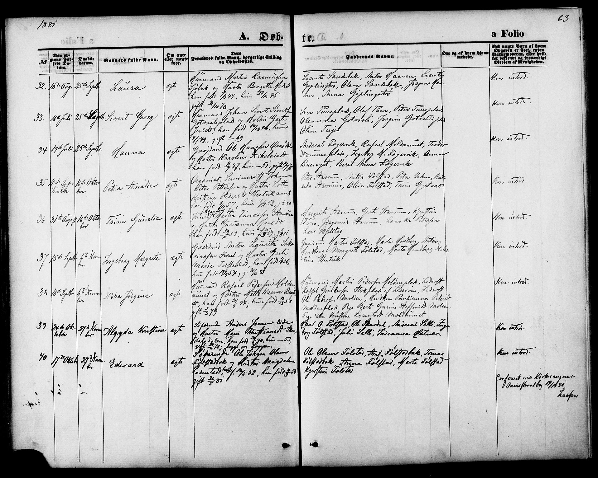 Ministerialprotokoller, klokkerbøker og fødselsregistre - Nord-Trøndelag, AV/SAT-A-1458/744/L0419: Parish register (official) no. 744A03, 1867-1881, p. 63