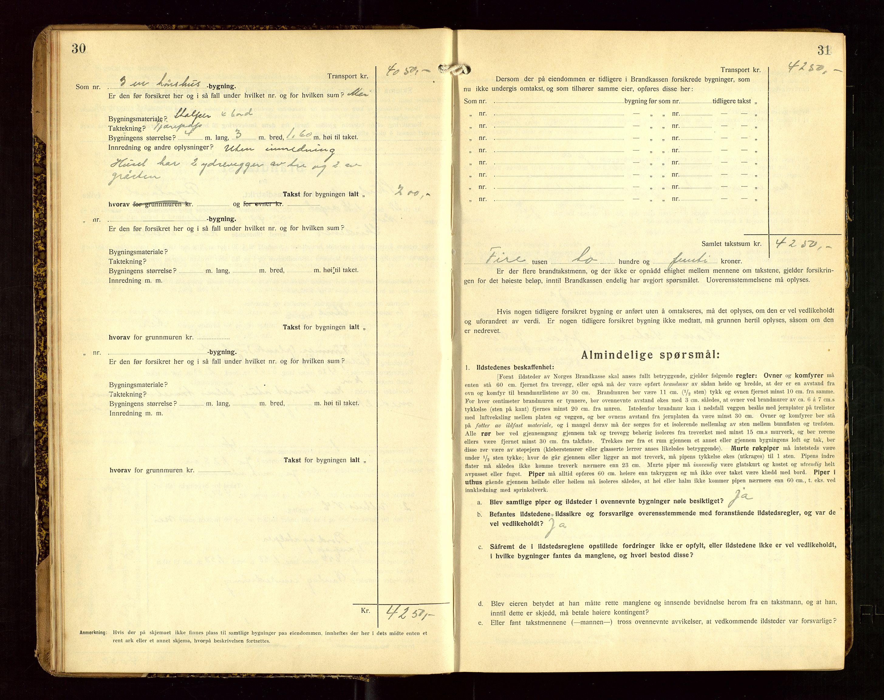 Skudenes lensmannskontor, SAST/A-100444/Gob/L0002: "Brandtakstprotokoll", 1925-1952, p. 30-31