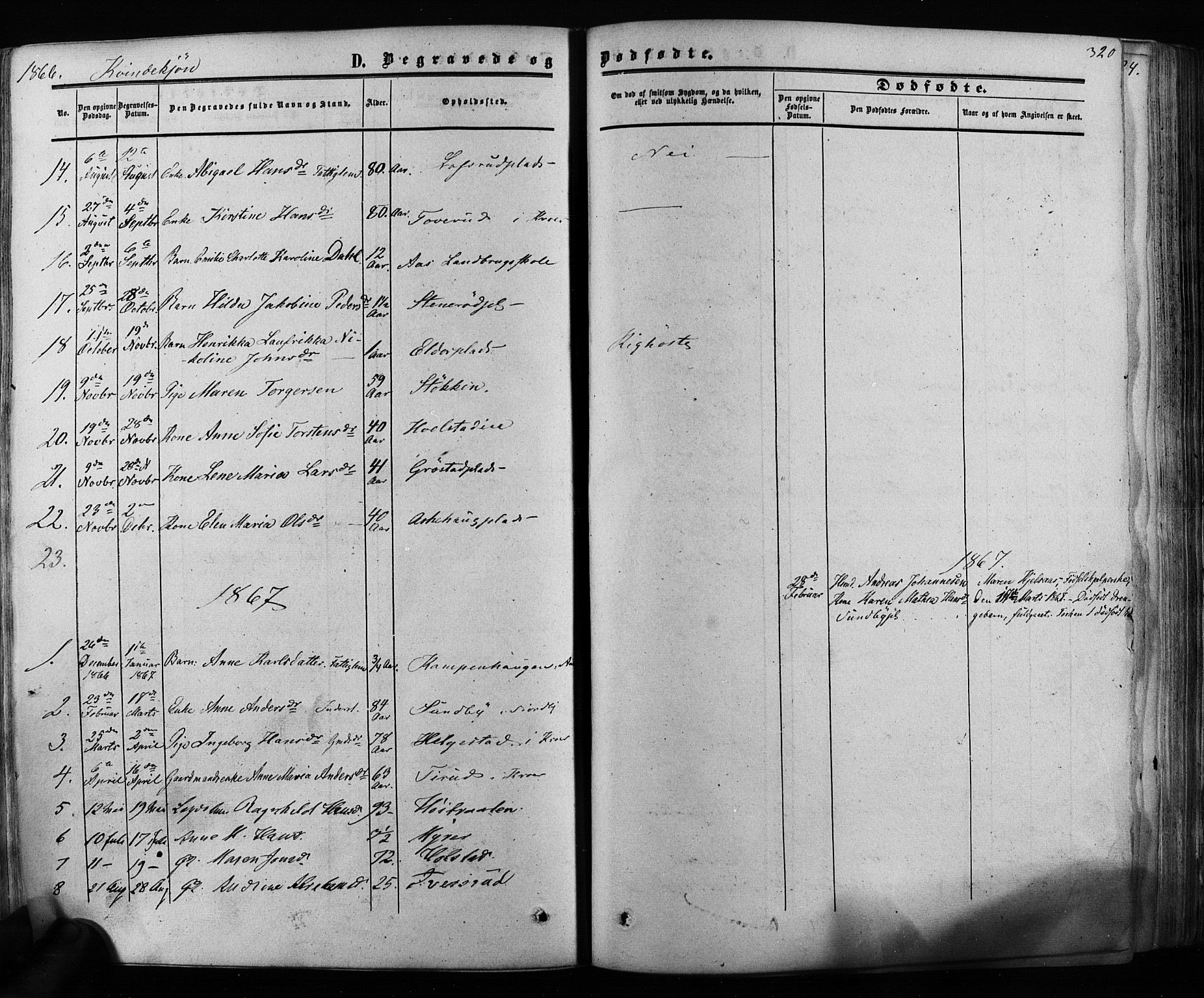 Ås prestekontor Kirkebøker, SAO/A-10894/F/Fa/L0007: Parish register (official) no. I 7, 1854-1870, p. 320