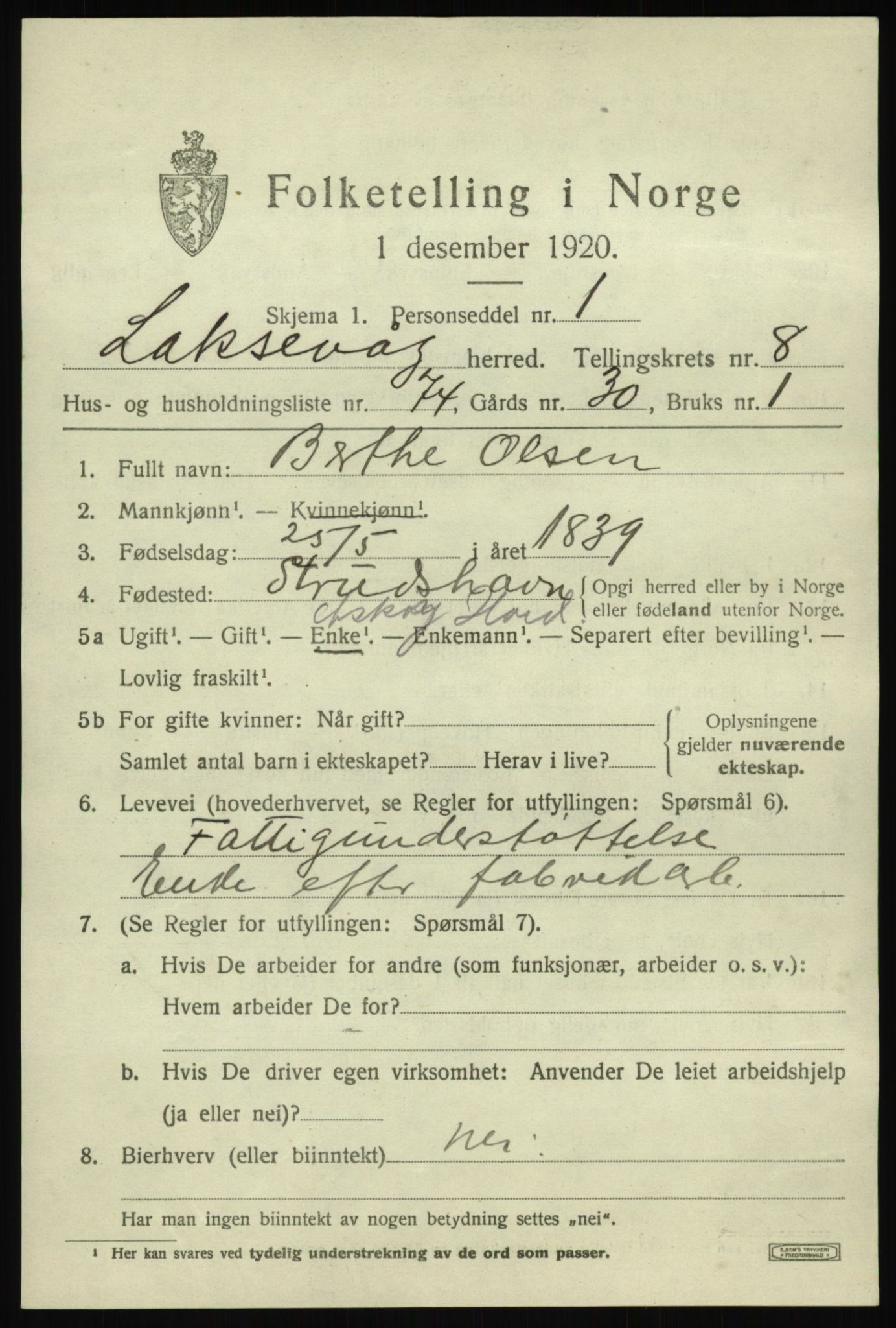 SAB, 1920 census for Laksevåg, 1920, p. 19408