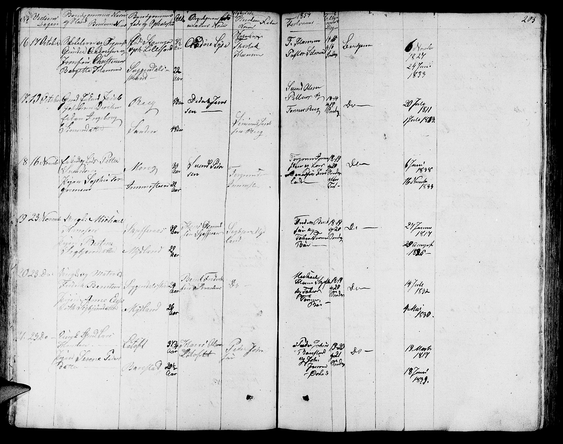 Sokndal sokneprestkontor, AV/SAST-A-101808: Parish register (copy) no. B 2, 1849-1865, p. 203