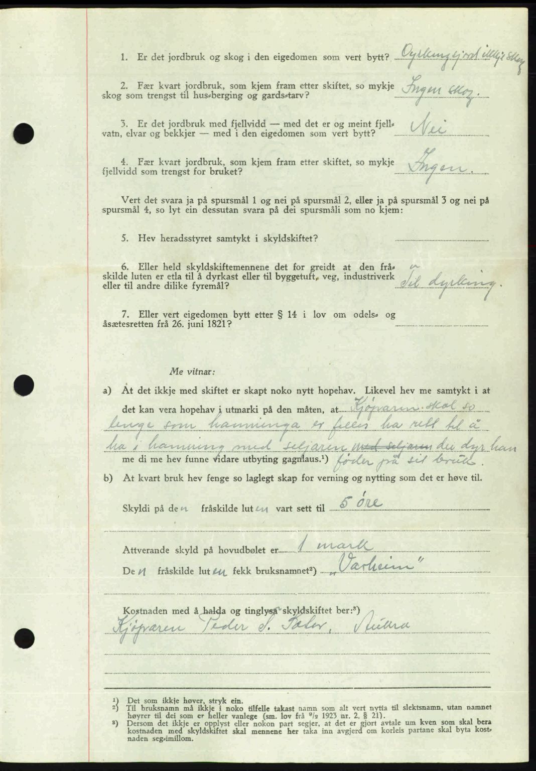 Romsdal sorenskriveri, AV/SAT-A-4149/1/2/2C: Mortgage book no. A21, 1946-1946, Diary no: : 2507/1946