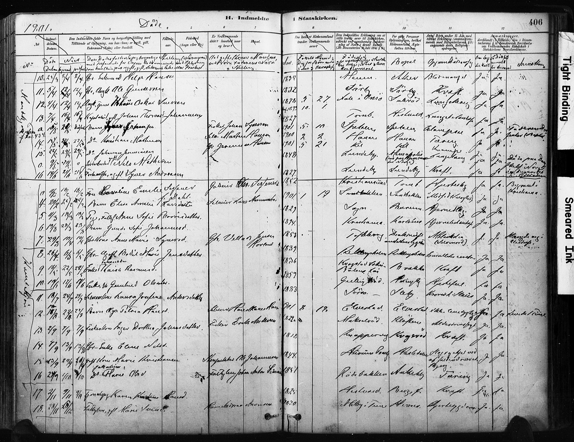 Råde prestekontor kirkebøker, AV/SAO-A-2009/F/Fa/L0007: Parish register (official) no. 7, 1878-1902, p. 406