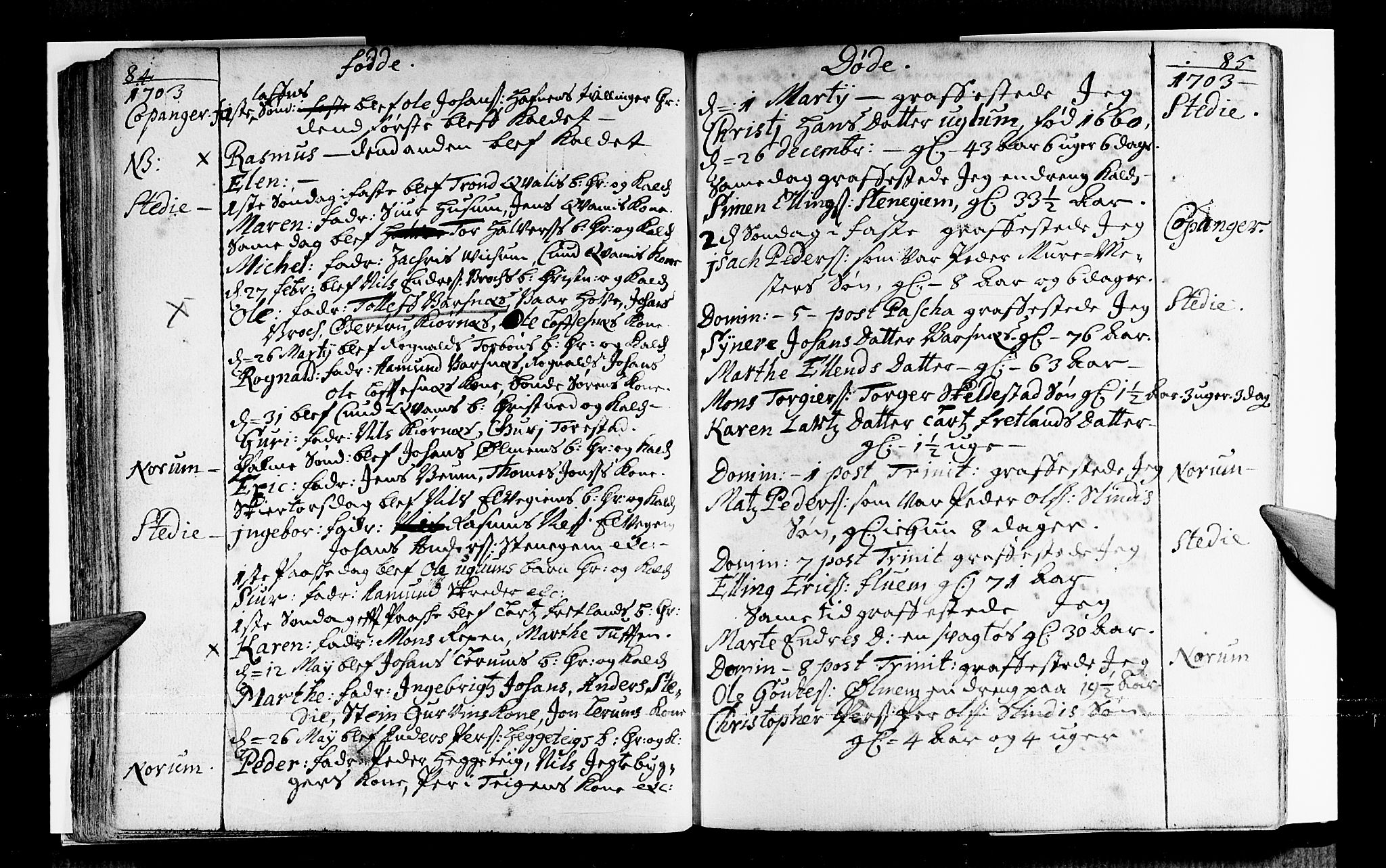 Sogndal sokneprestembete, AV/SAB-A-81301/H/Haa/Haaa/L0001: Parish register (official) no. A 1, 1689-1713, p. 84-85