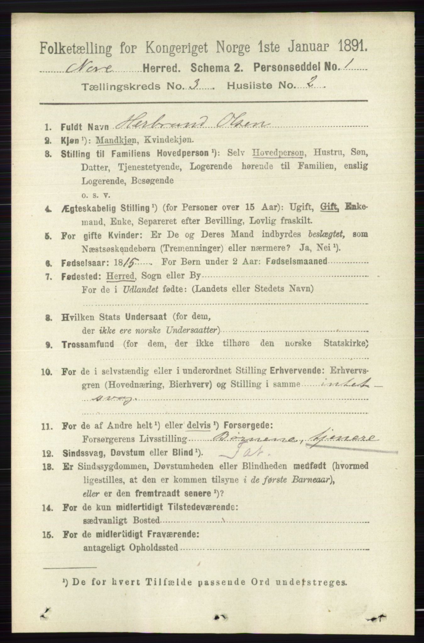 RA, 1891 census for 0633 Nore, 1891, p. 746