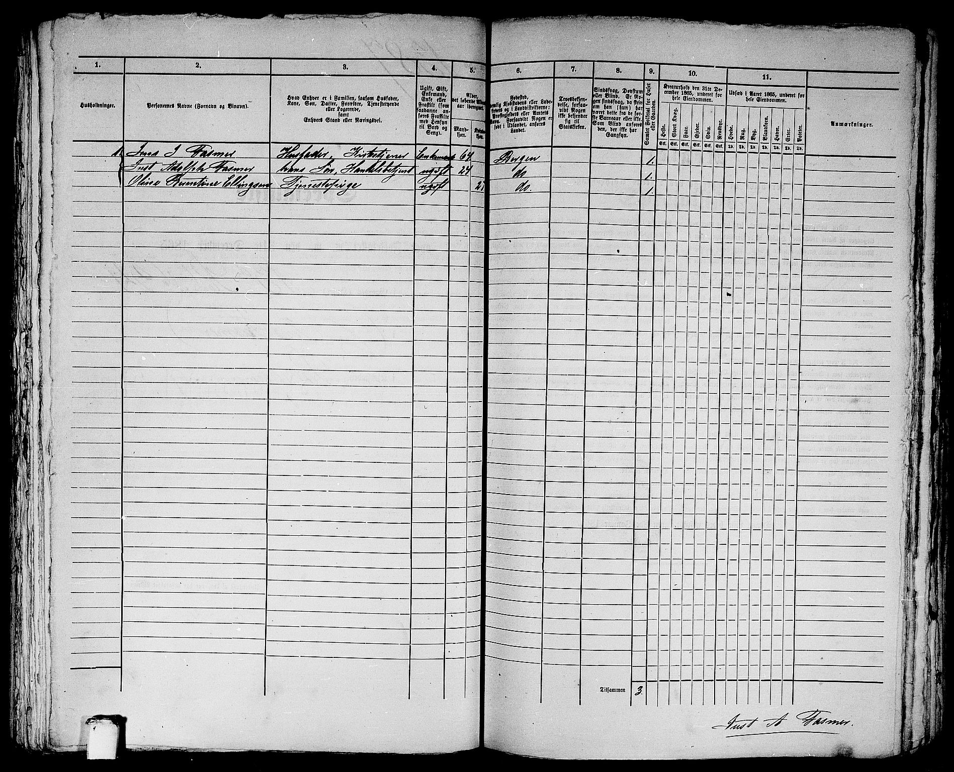 RA, 1865 census for Bergen, 1865, p. 2841