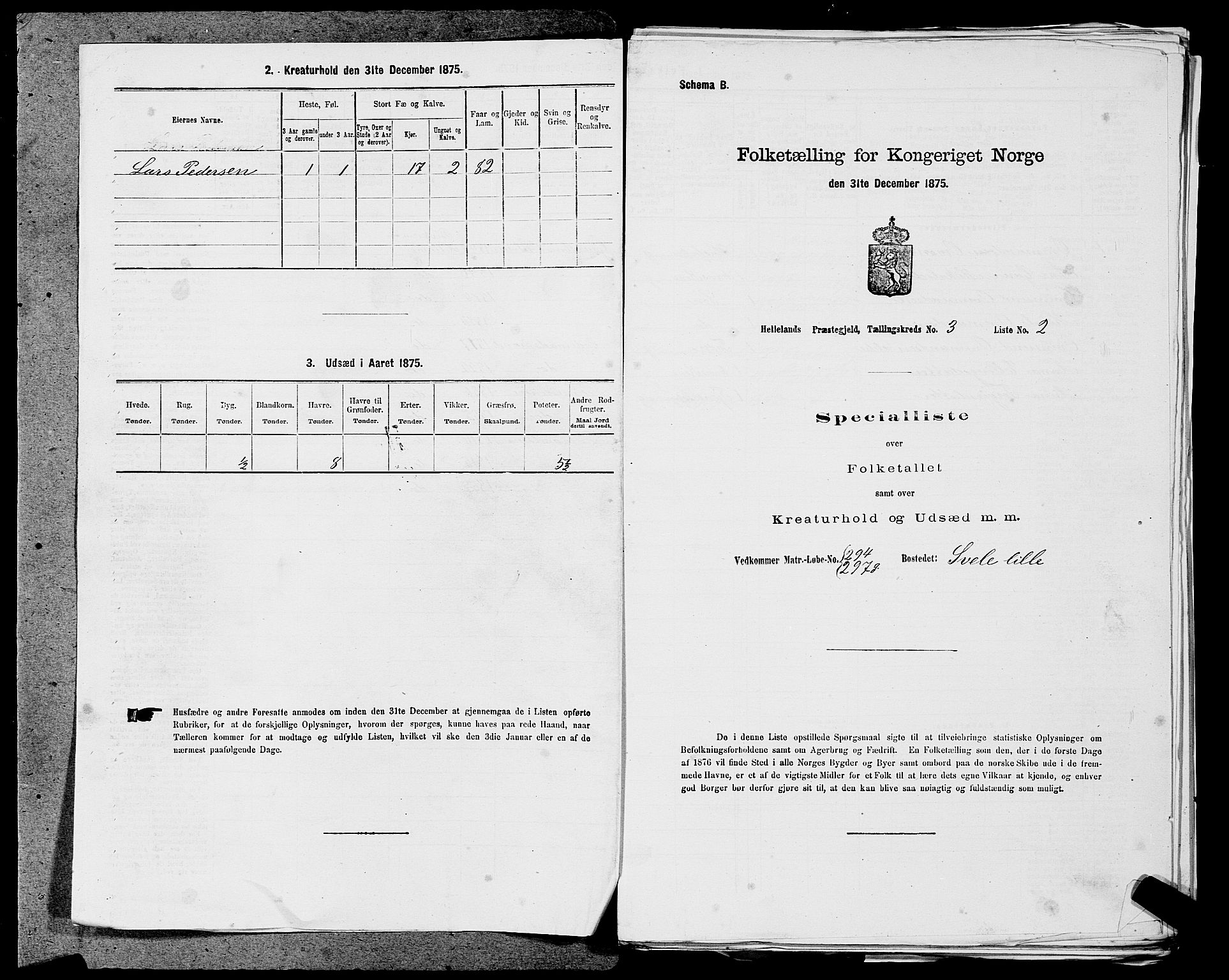 SAST, 1875 census for 1115P Helleland, 1875, p. 775