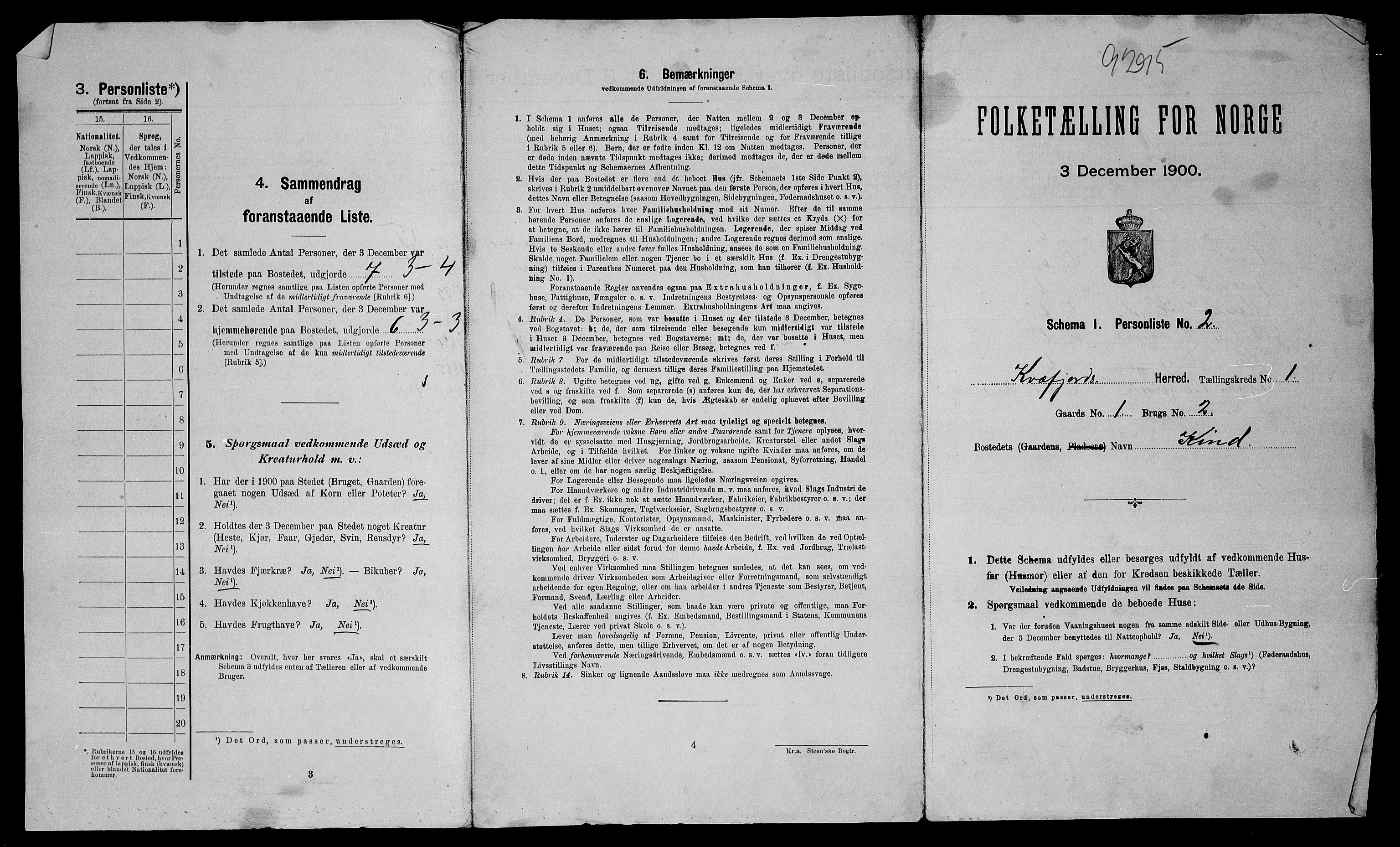 SATØ, 1900 census for Kvæfjord, 1900, p. 67