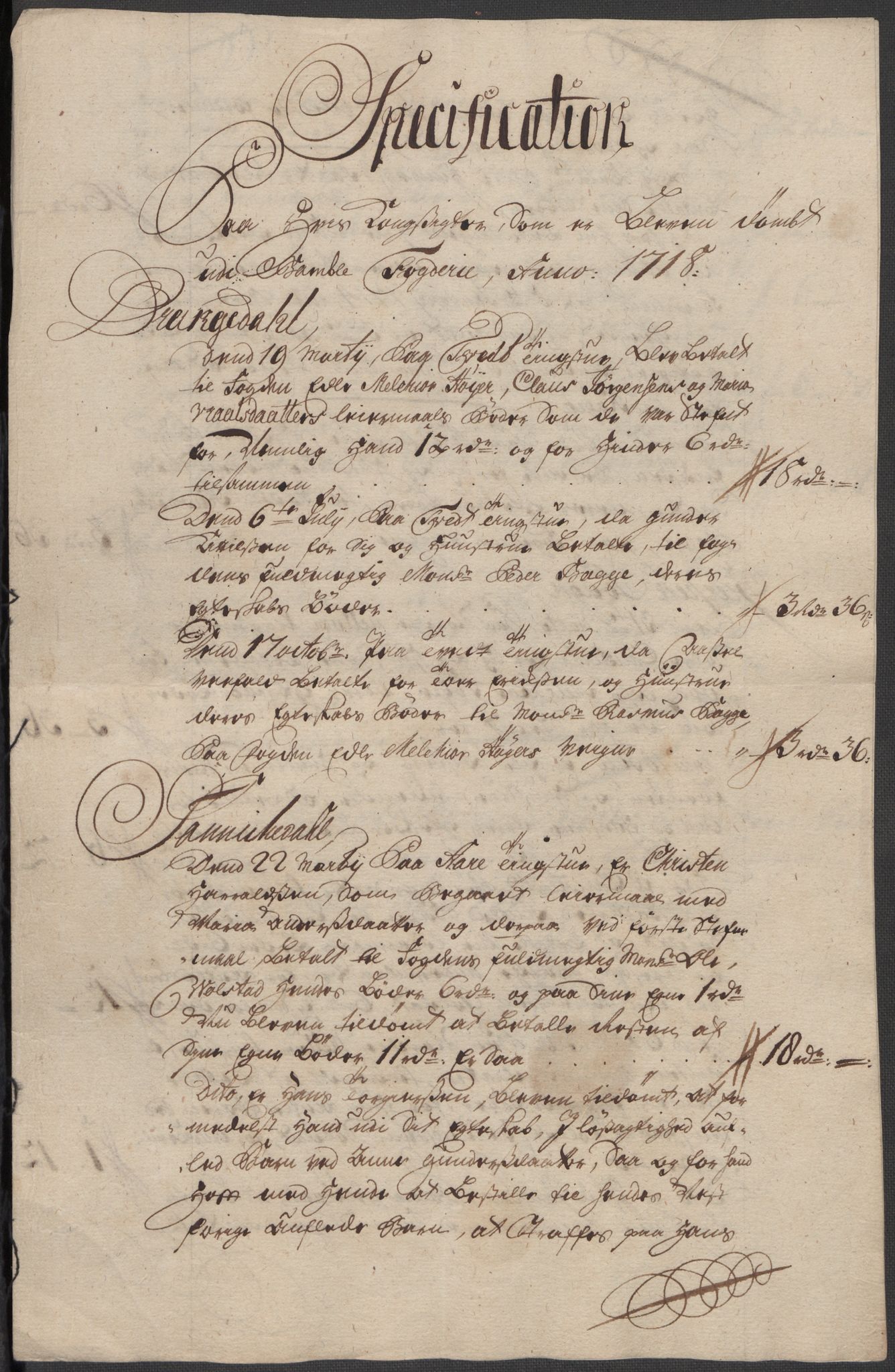 Rentekammeret inntil 1814, Reviderte regnskaper, Fogderegnskap, AV/RA-EA-4092/R36/L2130: Fogderegnskap Øvre og Nedre Telemark og Bamble, 1718, p. 220