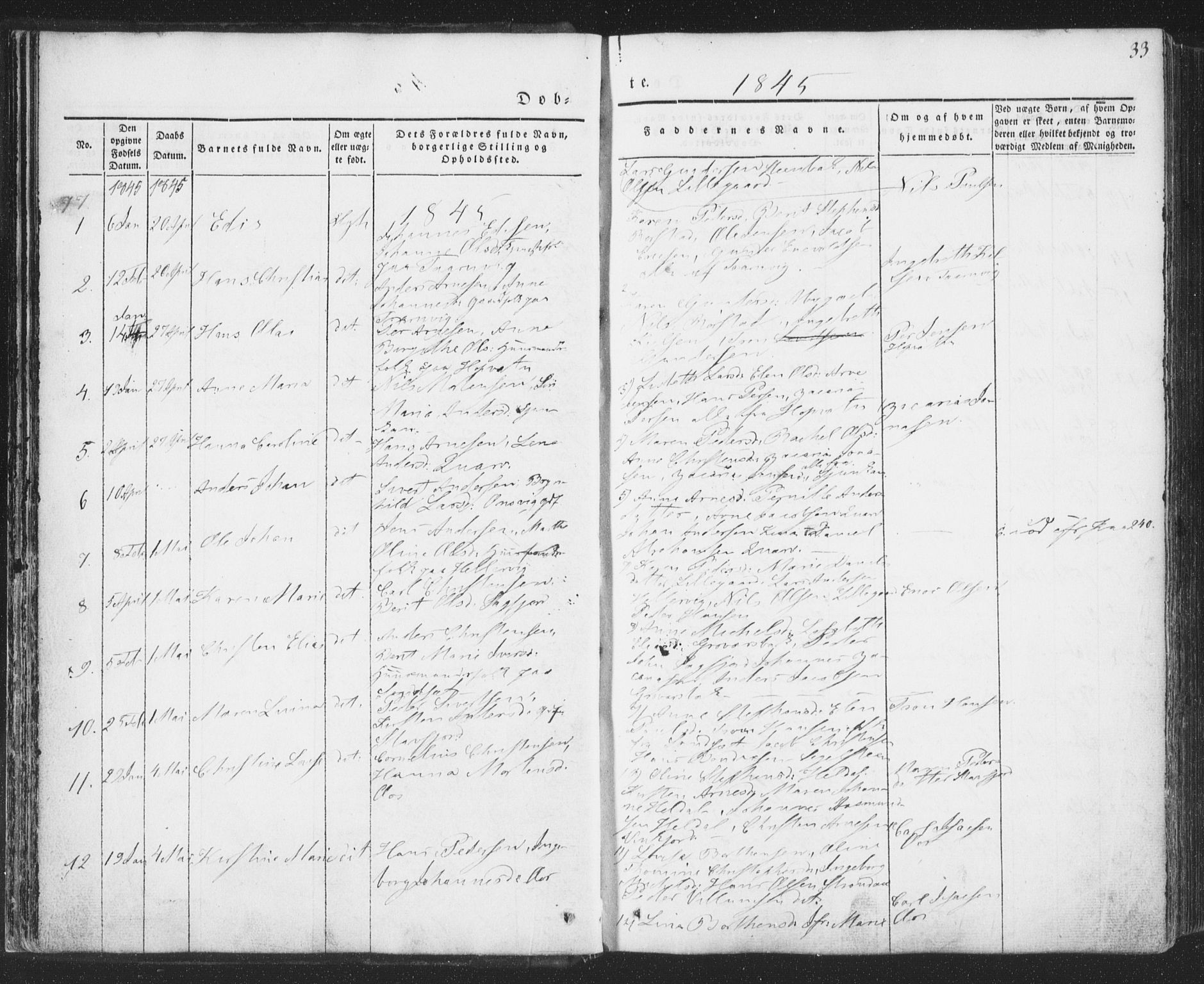 Ministerialprotokoller, klokkerbøker og fødselsregistre - Nordland, AV/SAT-A-1459/853/L0769: Parish register (official) no. 853A08, 1836-1856, p. 33