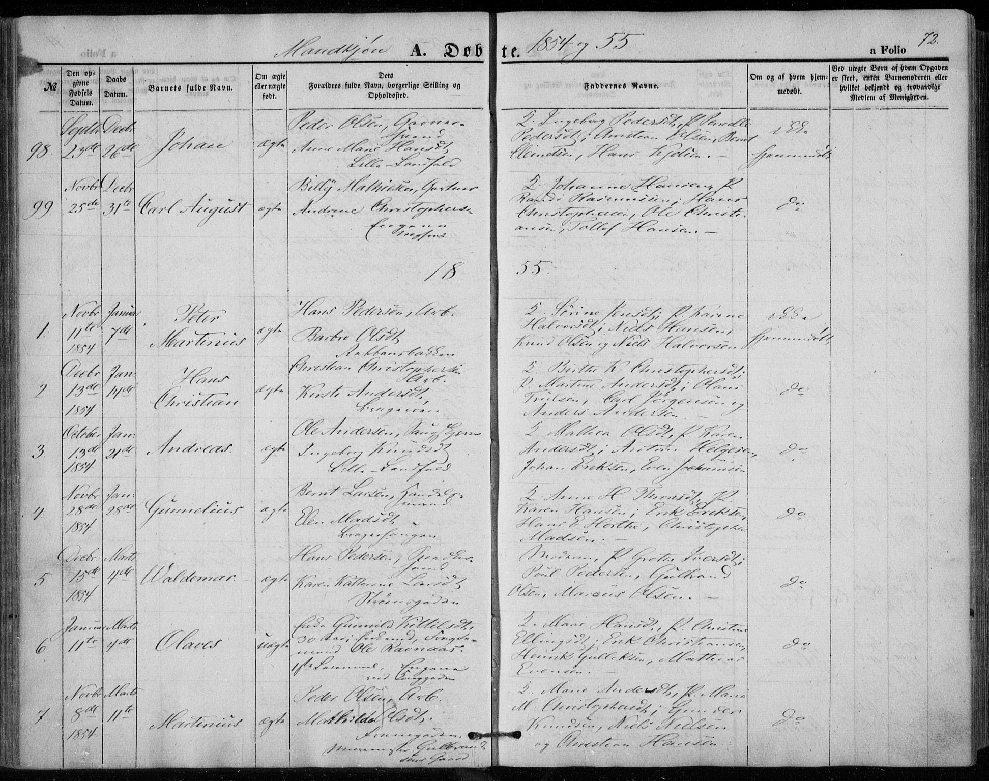 Bragernes kirkebøker, AV/SAKO-A-6/F/Fb/L0002: Parish register (official) no. II 2, 1848-1859, p. 72