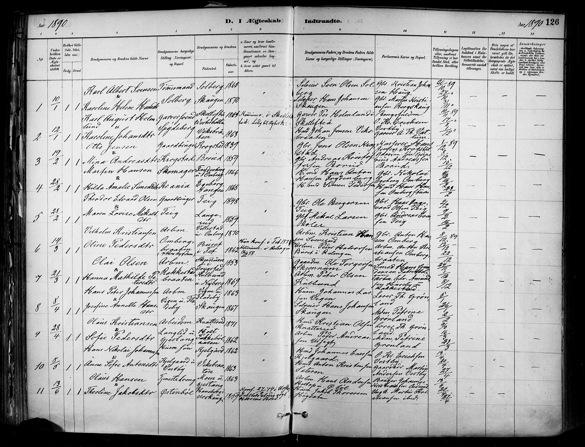 Enebakk prestekontor Kirkebøker, SAO/A-10171c/F/Fa/L0016: Parish register (official) no. I 16, 1883-1898, p. 126