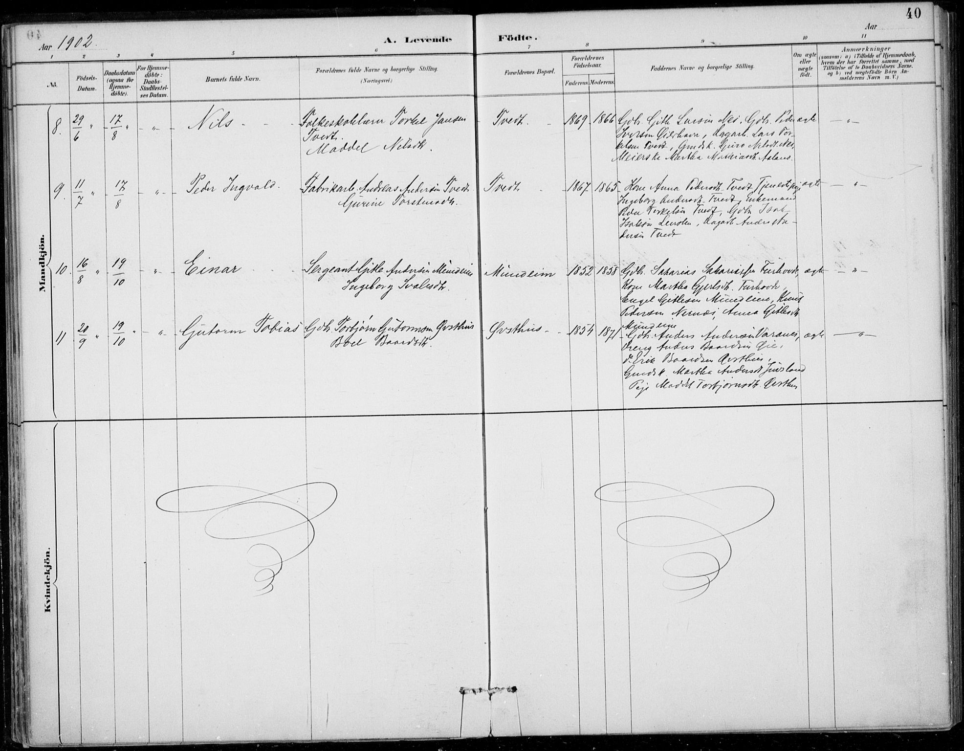 Strandebarm sokneprestembete, SAB/A-78401/H/Haa: Parish register (official) no. D  1, 1886-1912, p. 40