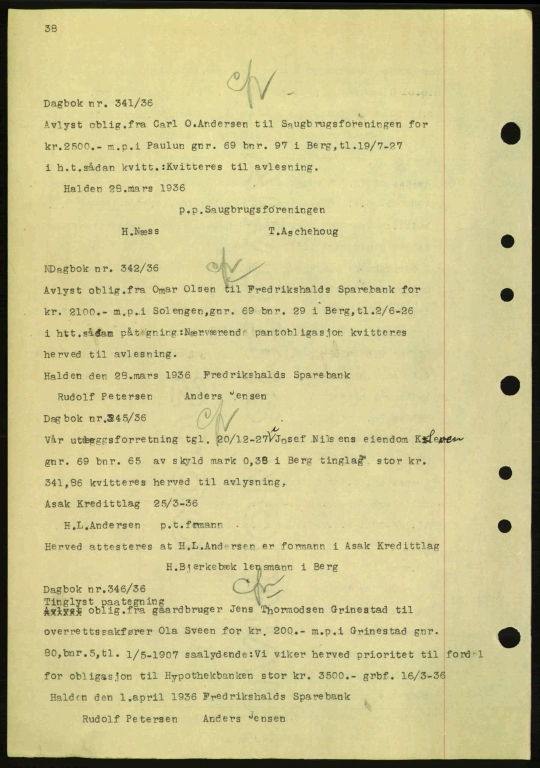 Idd og Marker sorenskriveri, AV/SAO-A-10283/G/Gb/Gbc/L0001: Mortgage book no. B1-3, 1936-1939, Diary no: : 341/1936