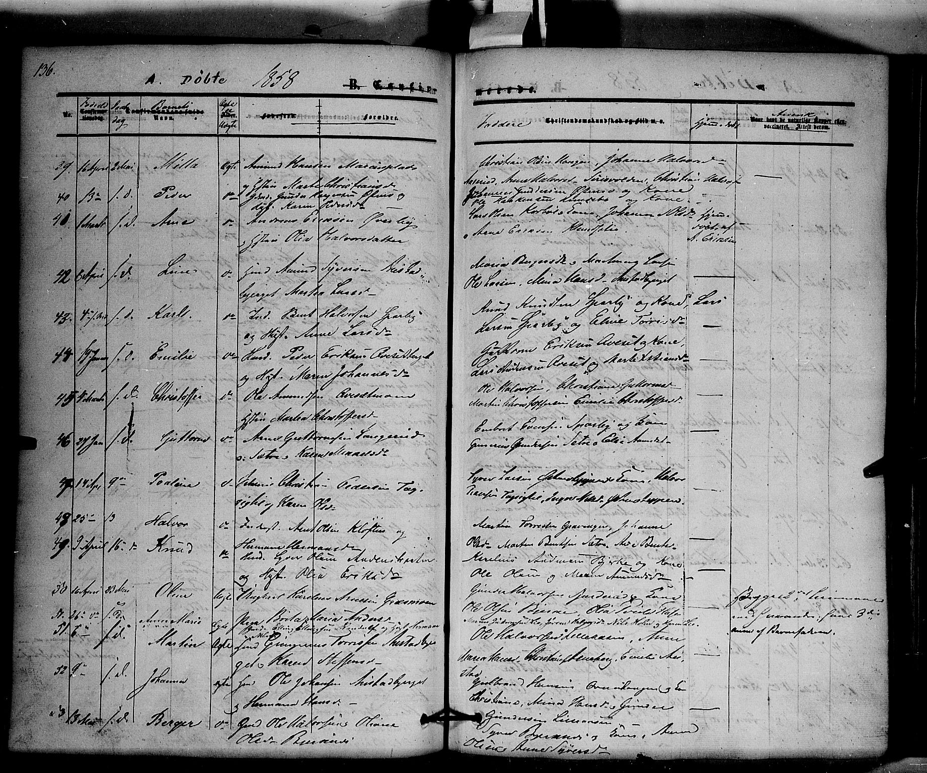 Hof prestekontor, AV/SAH-PREST-038/H/Ha/Haa/L0008: Parish register (official) no. 8, 1849-1861, p. 136