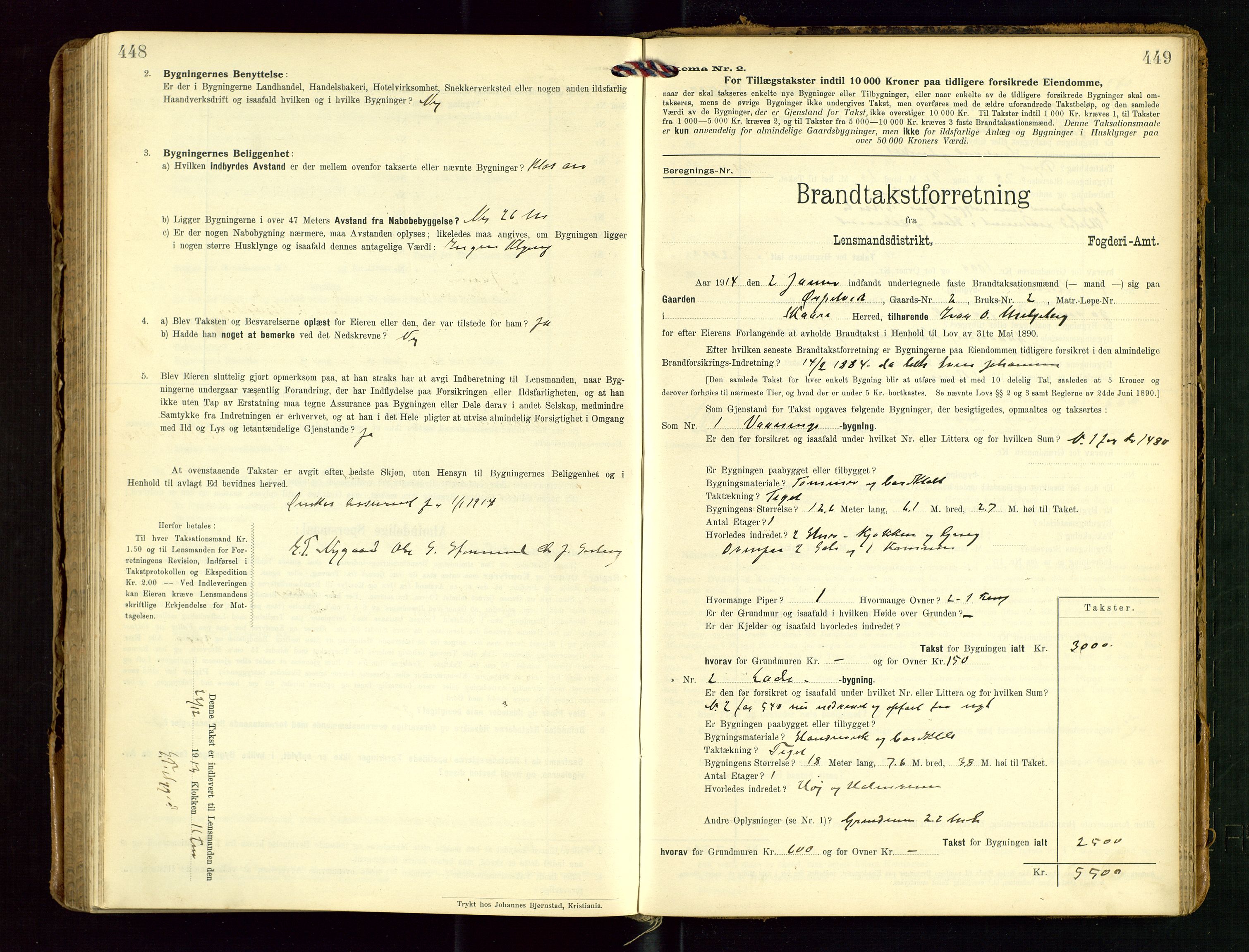 Torvestad lensmannskontor, SAST/A-100307/1/Gob/L0004: "Brandtaxationsprotokol for Torvestad Lensmannsdistrikt", 1909-1923, p. 448-449