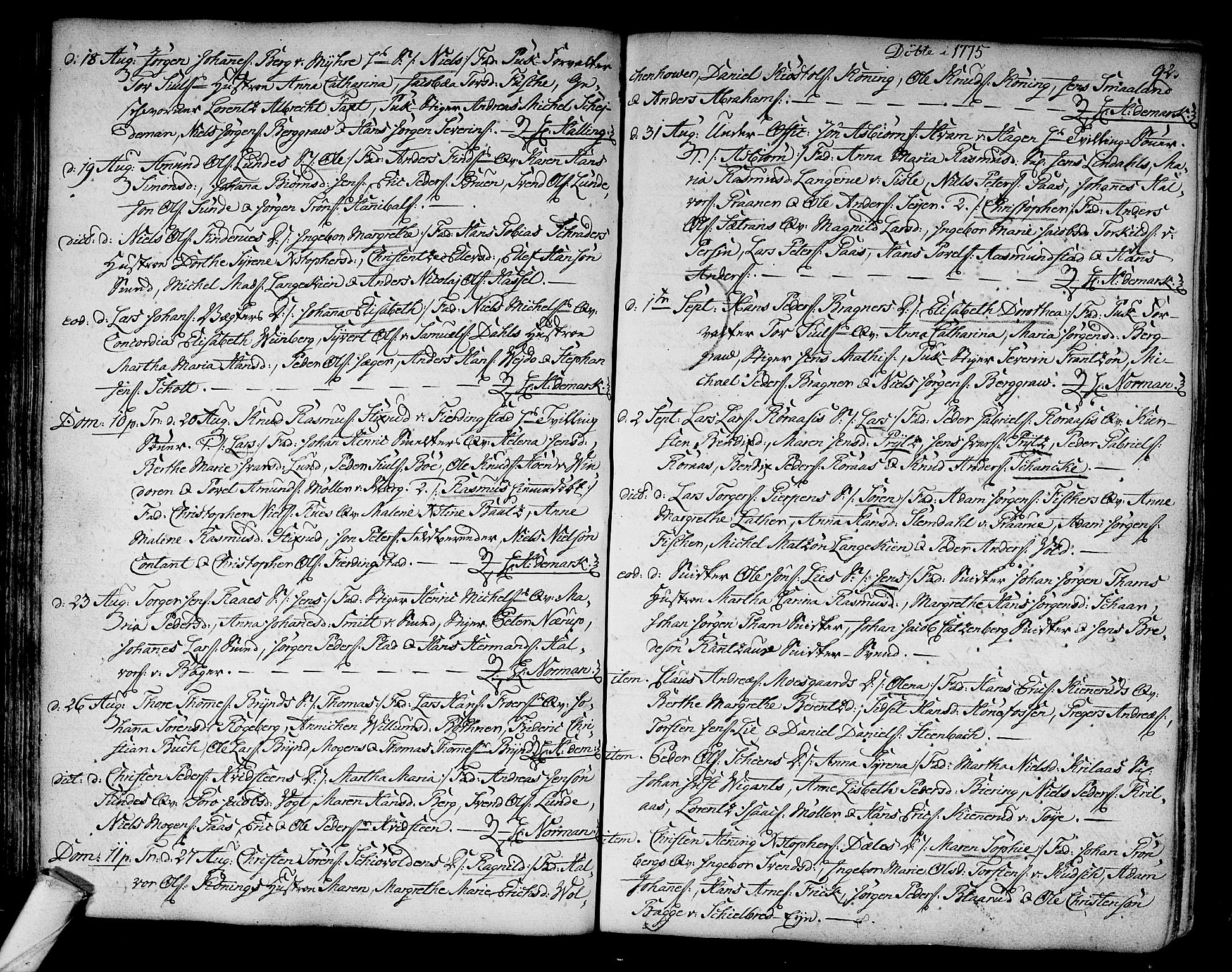 Kongsberg kirkebøker, AV/SAKO-A-22/F/Fa/L0005: Parish register (official) no. I 5, 1769-1782, p. 92