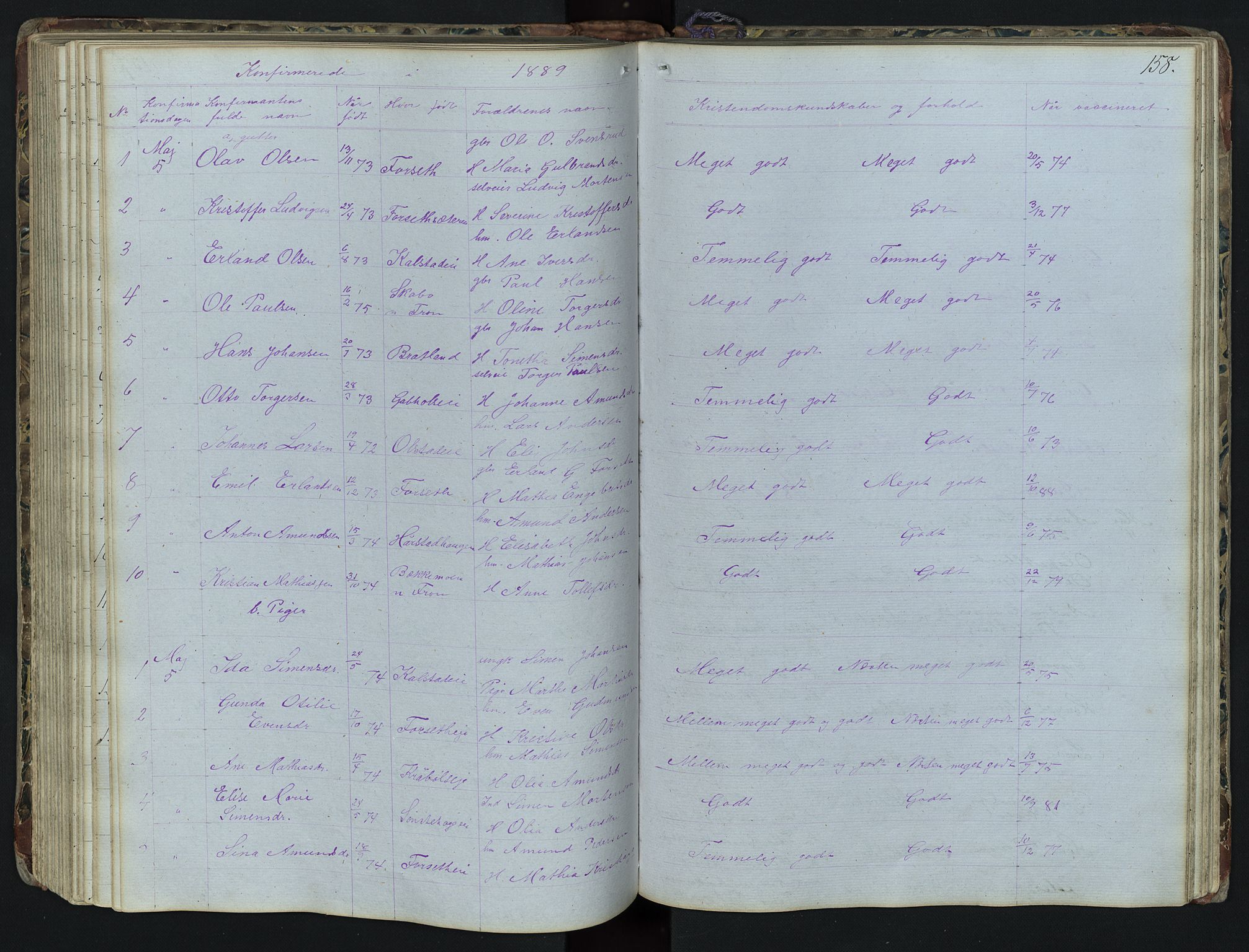 Vestre Gausdal prestekontor, SAH/PREST-094/H/Ha/Hab/L0001: Parish register (copy) no. 1, 1867-1895, p. 158