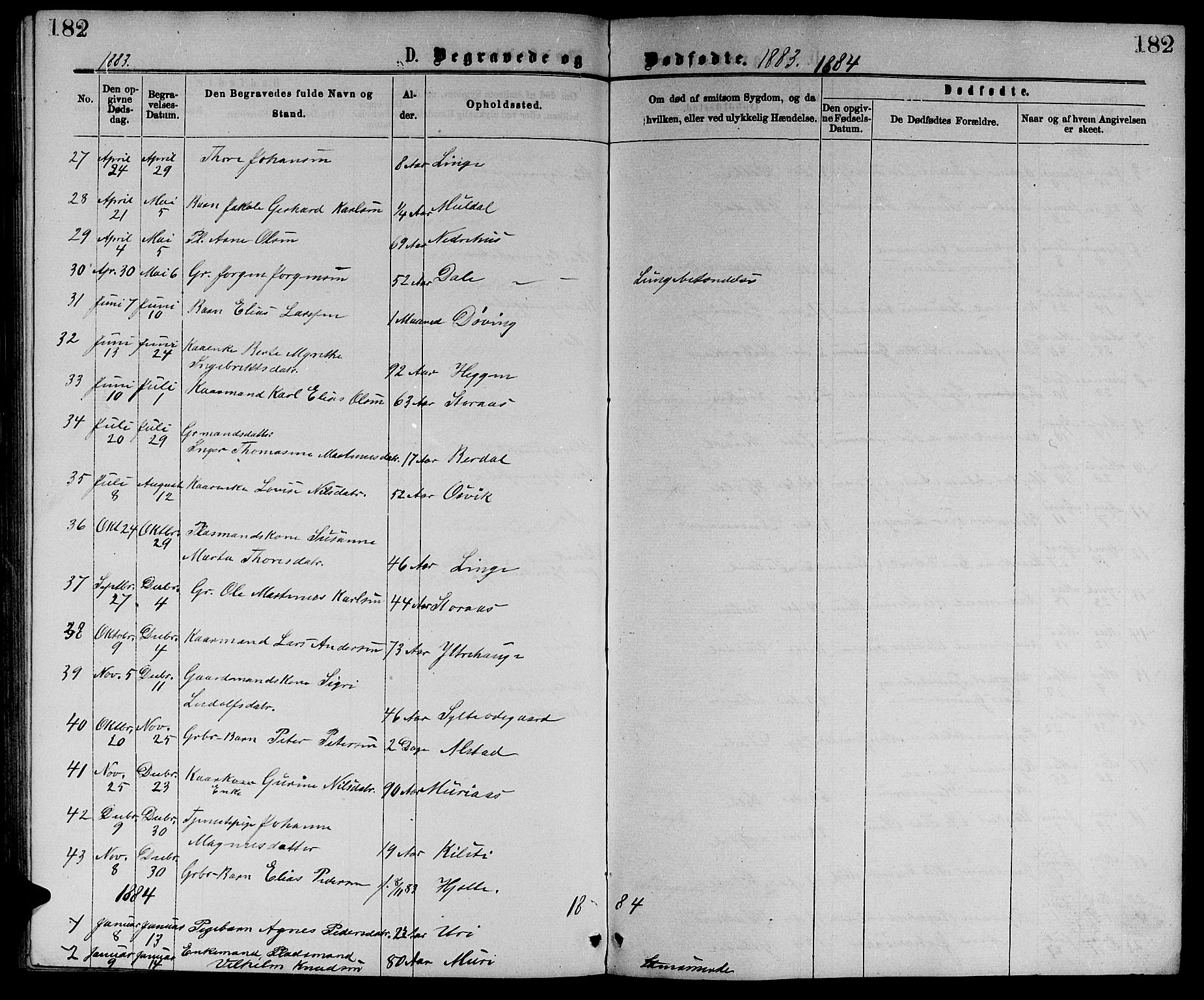 Ministerialprotokoller, klokkerbøker og fødselsregistre - Møre og Romsdal, SAT/A-1454/519/L0262: Parish register (copy) no. 519C03, 1866-1884, p. 182