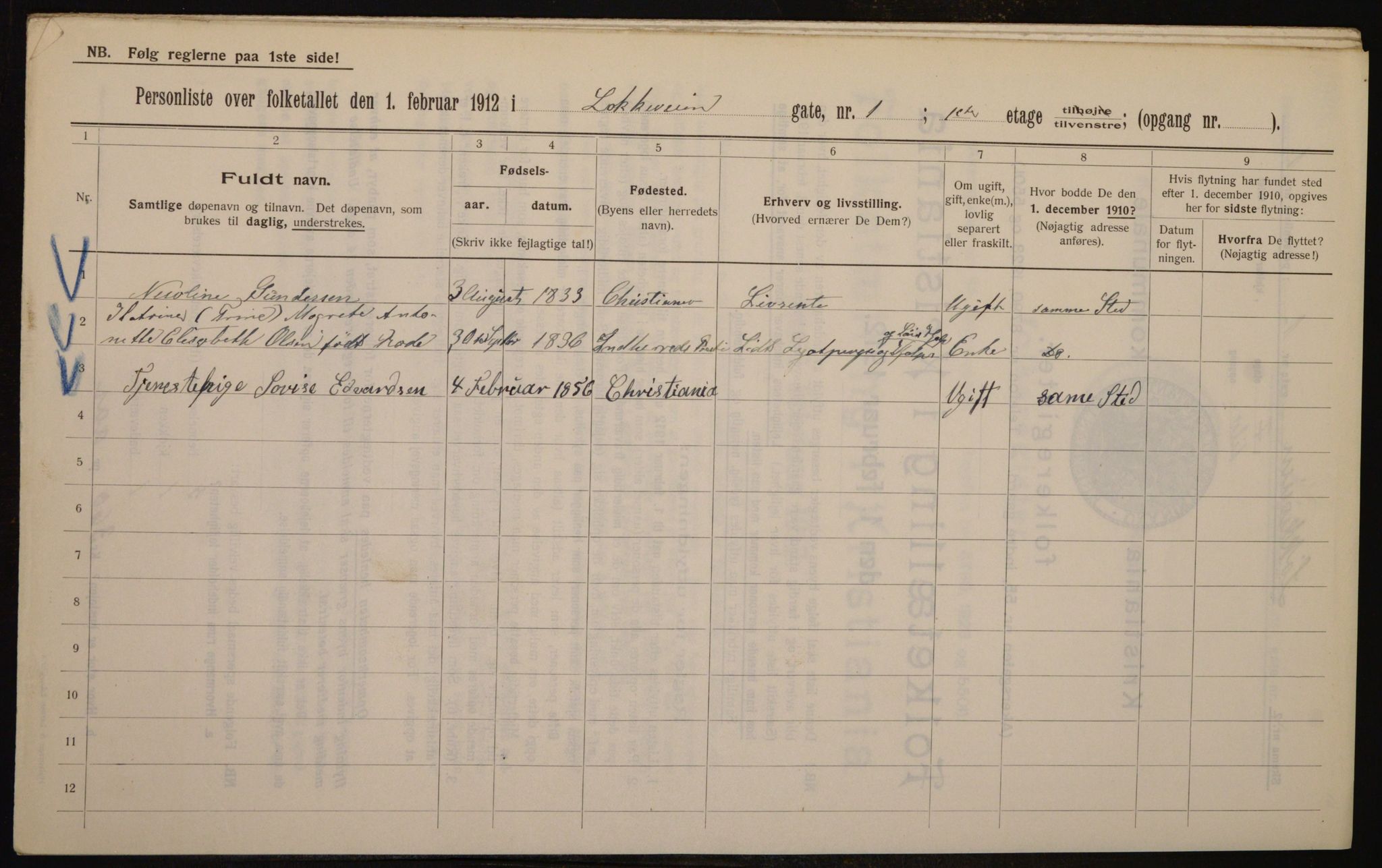 OBA, Municipal Census 1912 for Kristiania, 1912, p. 59018