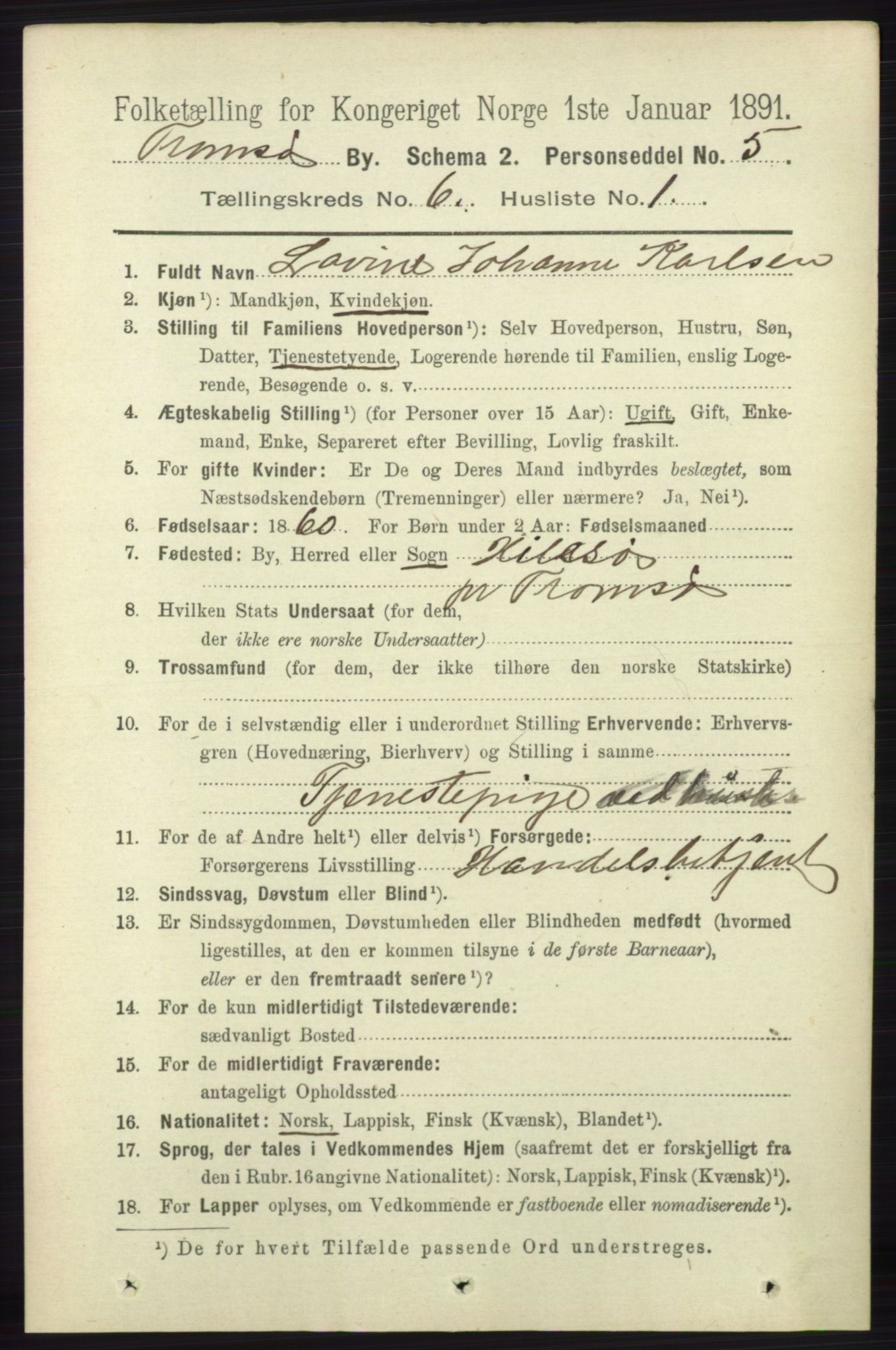 RA, 1891 census for 1902 Tromsø, 1891, p. 5558