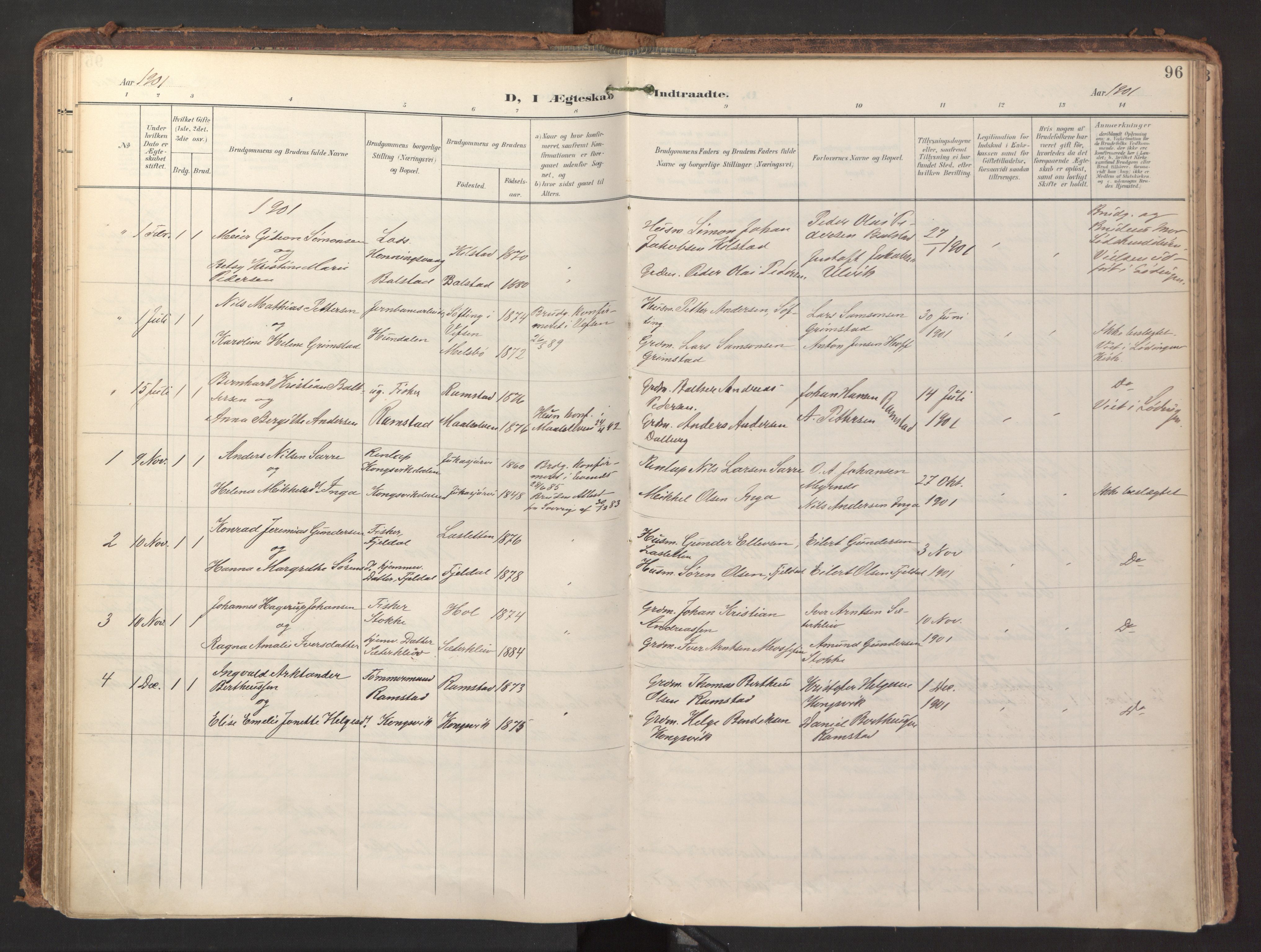 Ministerialprotokoller, klokkerbøker og fødselsregistre - Nordland, AV/SAT-A-1459/865/L0926: Parish register (official) no. 865A04, 1897-1912, p. 96