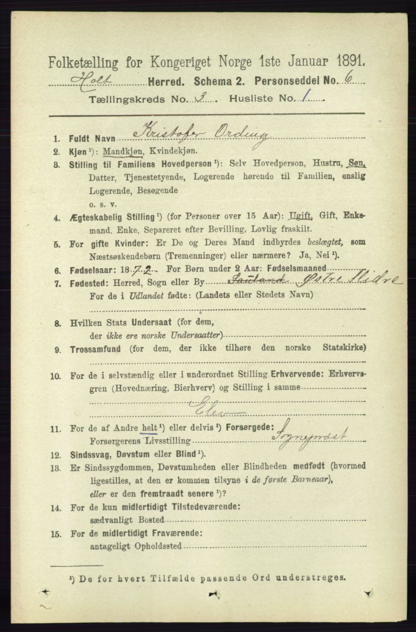 RA, 1891 census for 0914 Holt, 1891, p. 1041