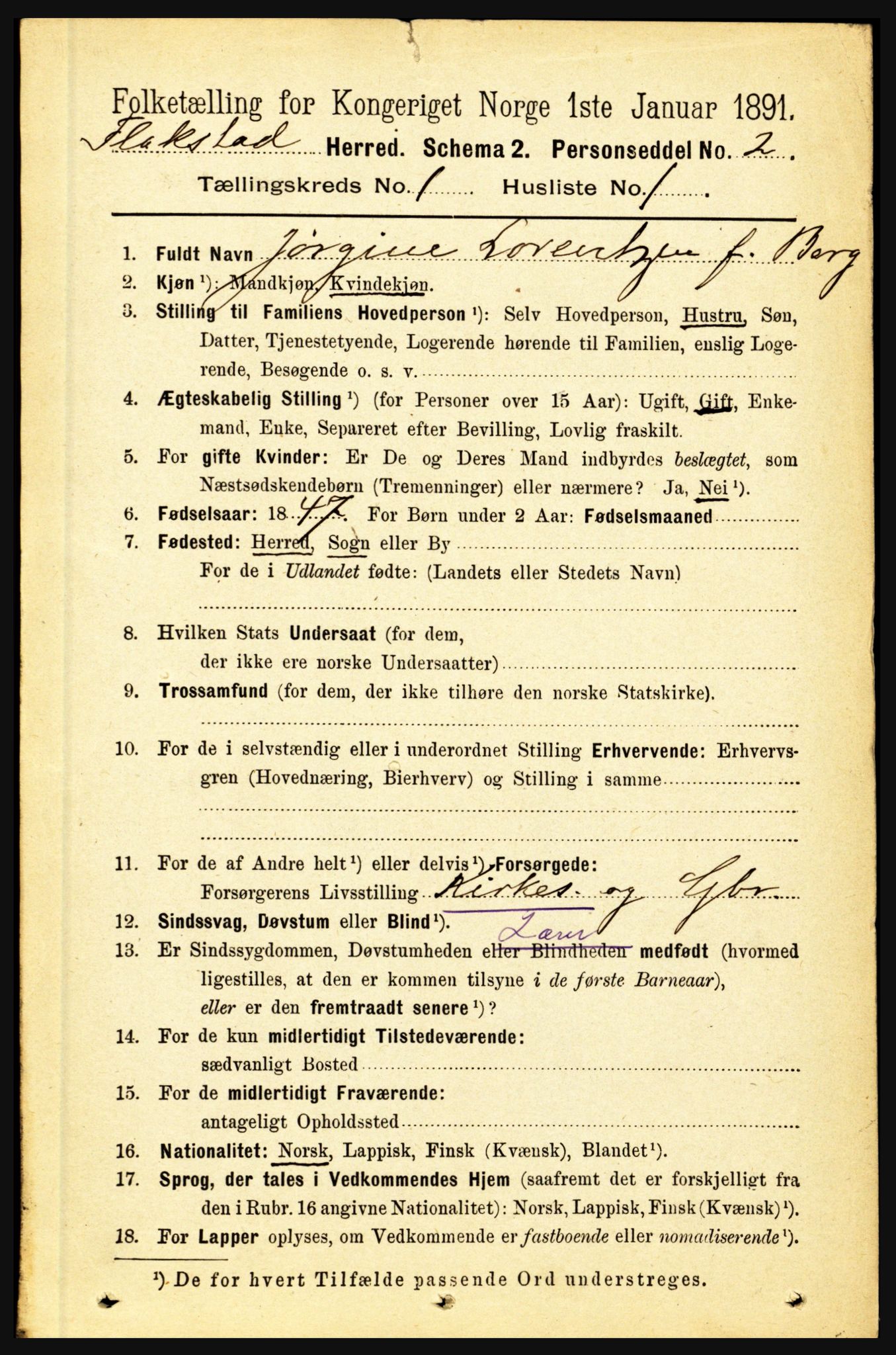 RA, 1891 census for 1859 Flakstad, 1891, p. 74