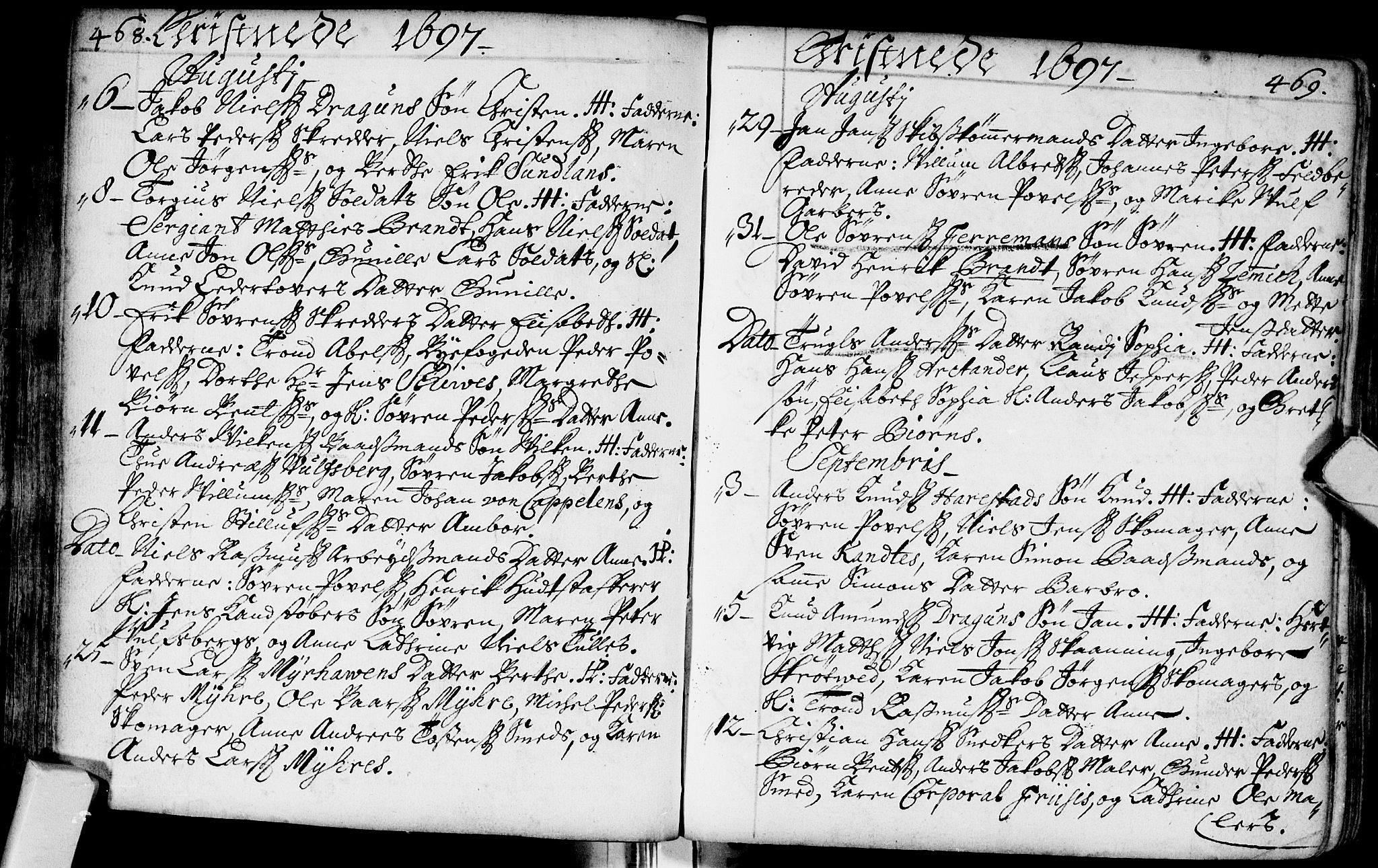 Bragernes kirkebøker, AV/SAKO-A-6/F/Fa/L0002: Parish register (official) no. I 2, 1680-1705, p. 468-469