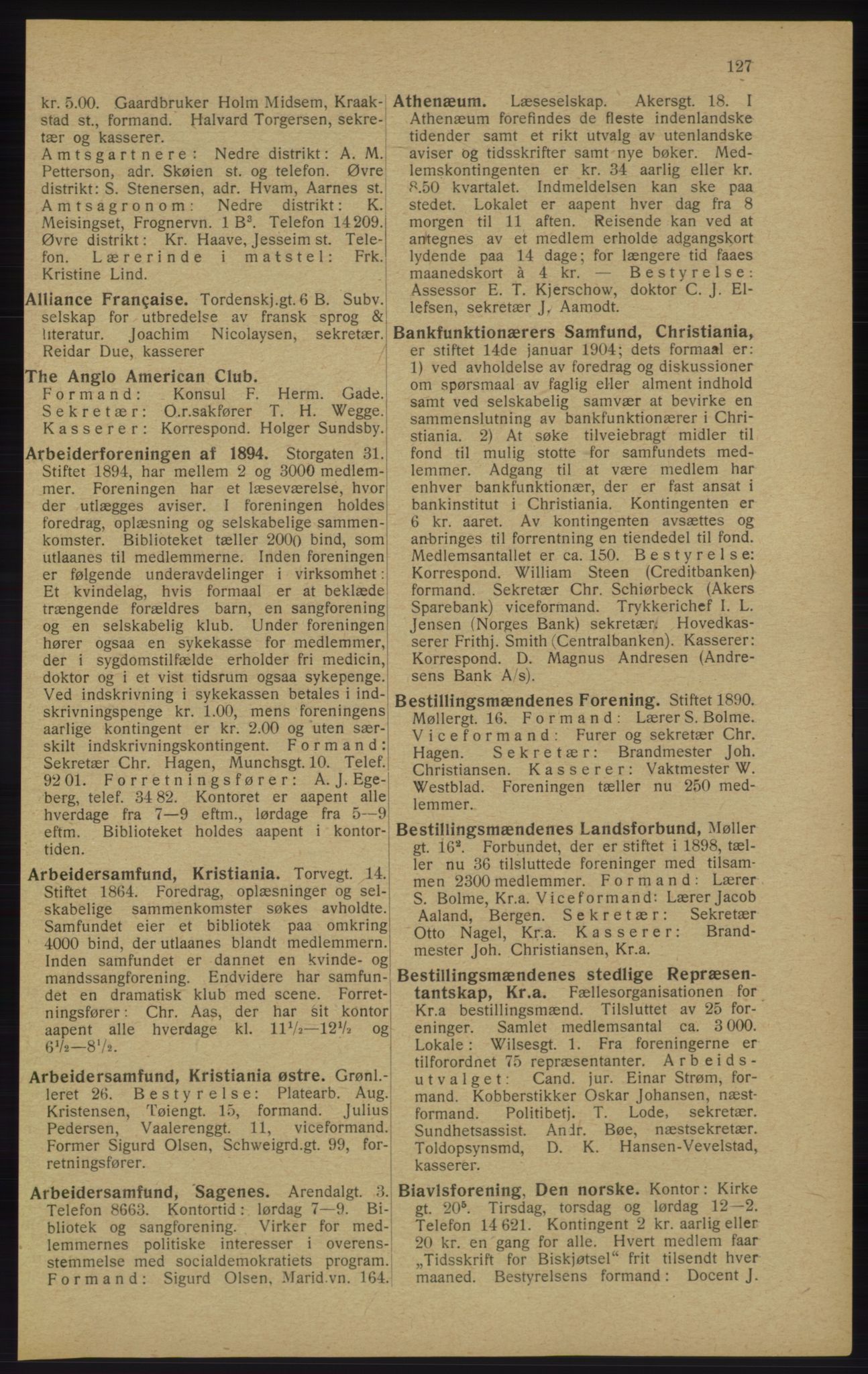 Kristiania/Oslo adressebok, PUBL/-, 1913, p. 129